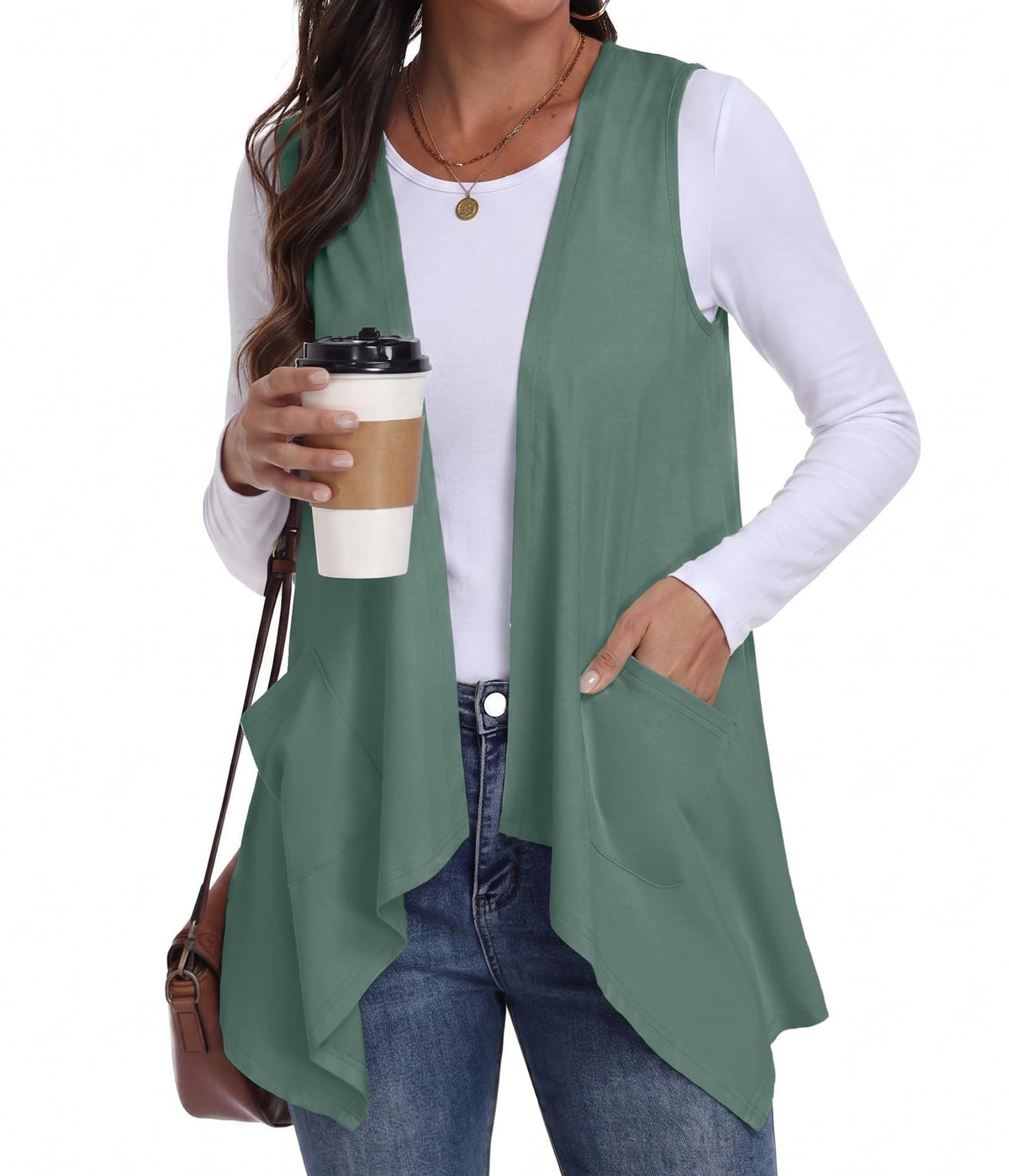 PrinStory Womens Sleeveless Cardigan Vest Lightweight Open Front Cardigan