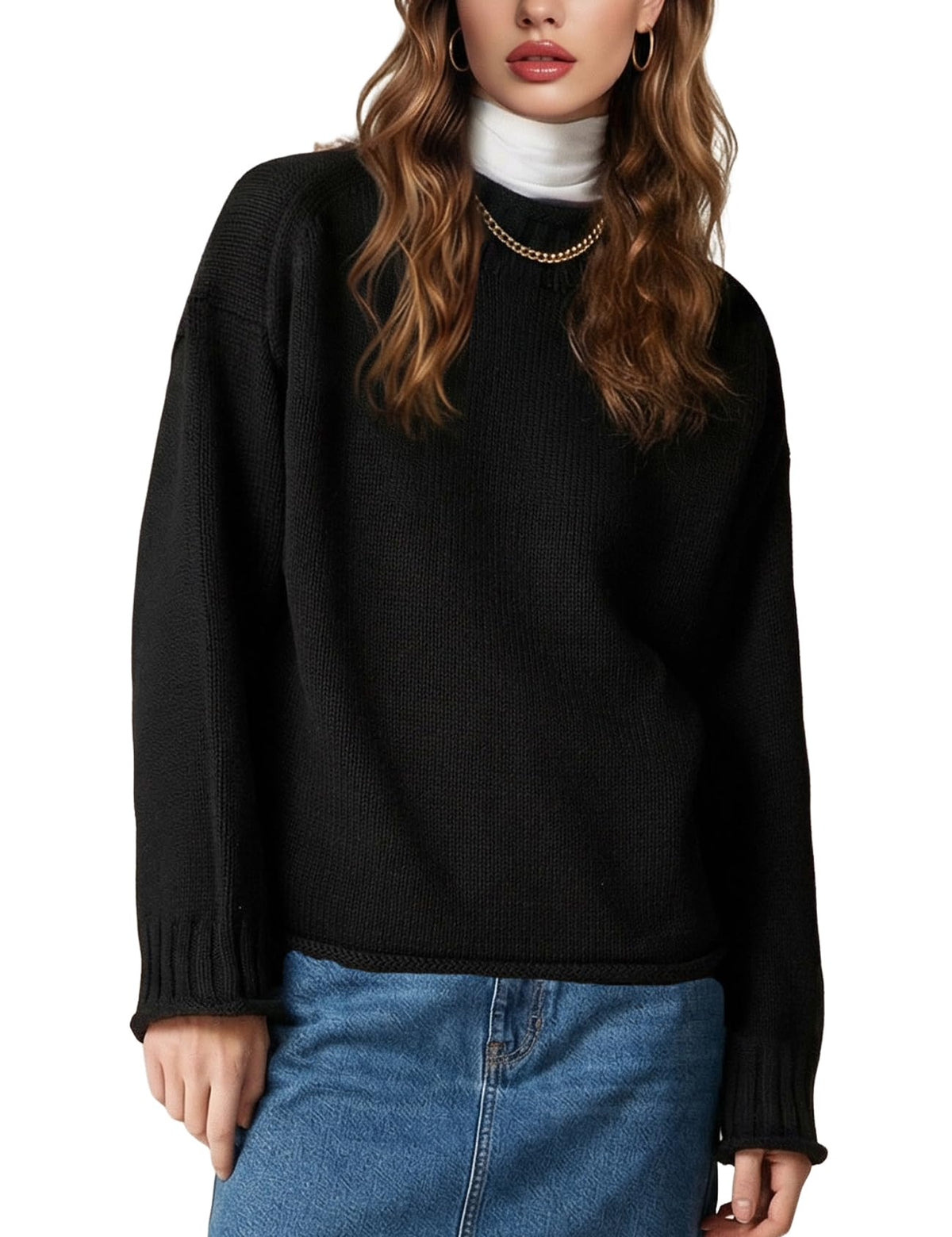 Yimoon Womens Rollneck Sweater Oversized Cotton Sweater 2026