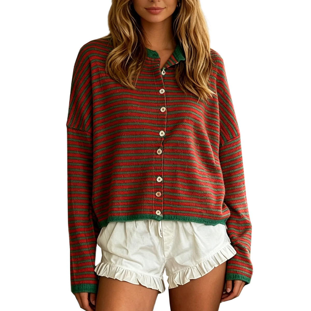 Women Knit Cardigan Sweaters Long Sleeve Button Down Loose Top