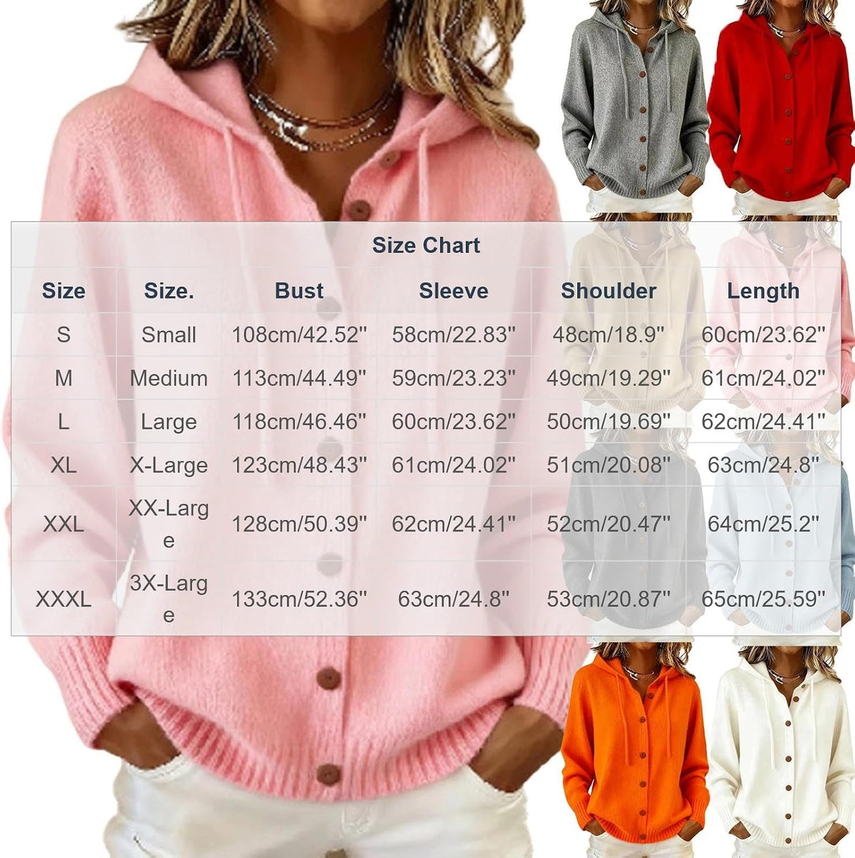 Knit Cardigan Sweaters for Women Button Down Long Sleeve Hoodies