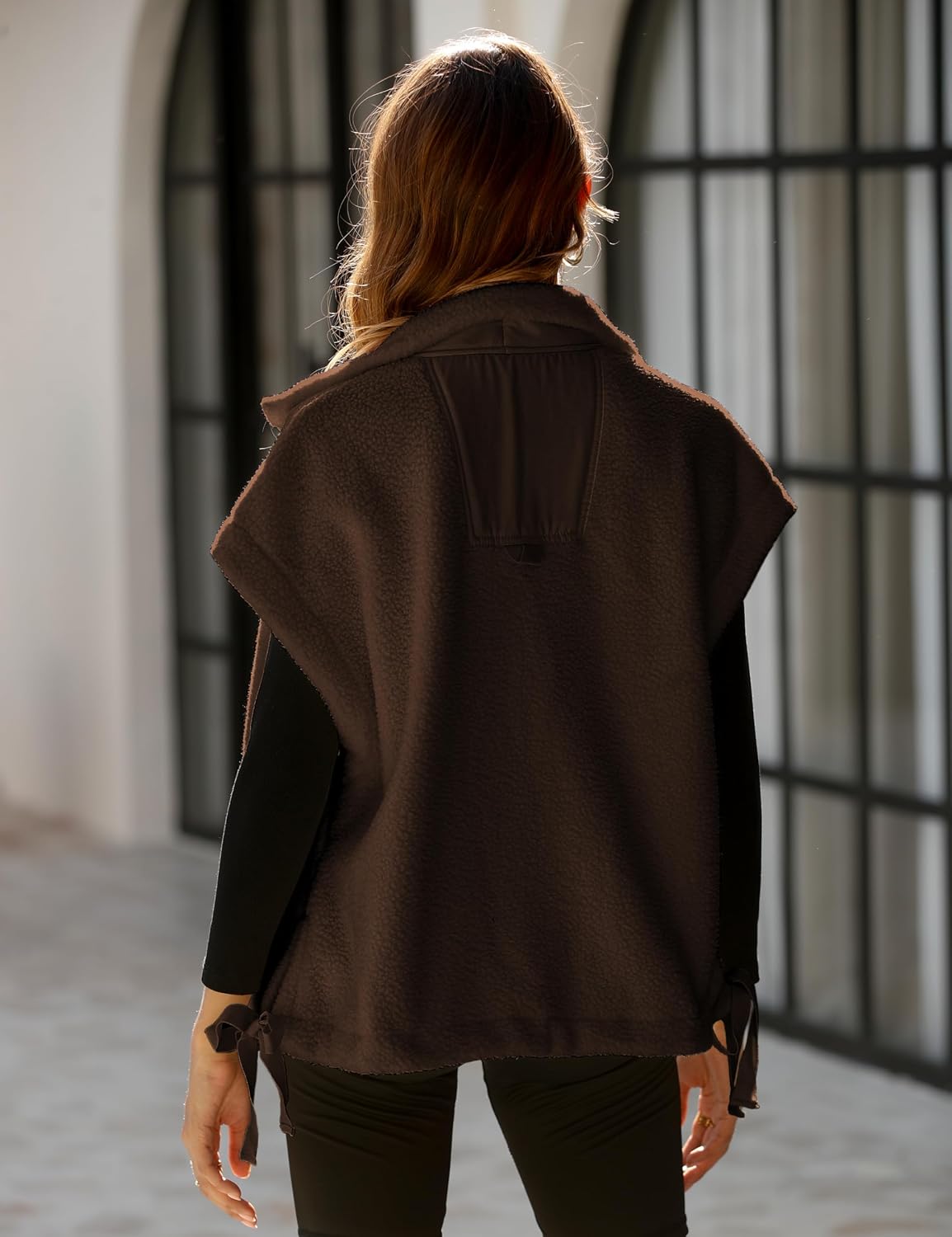 OPCAKM Women's Fuzzy Fleece Vest Sleeveless Sherpa Jacket