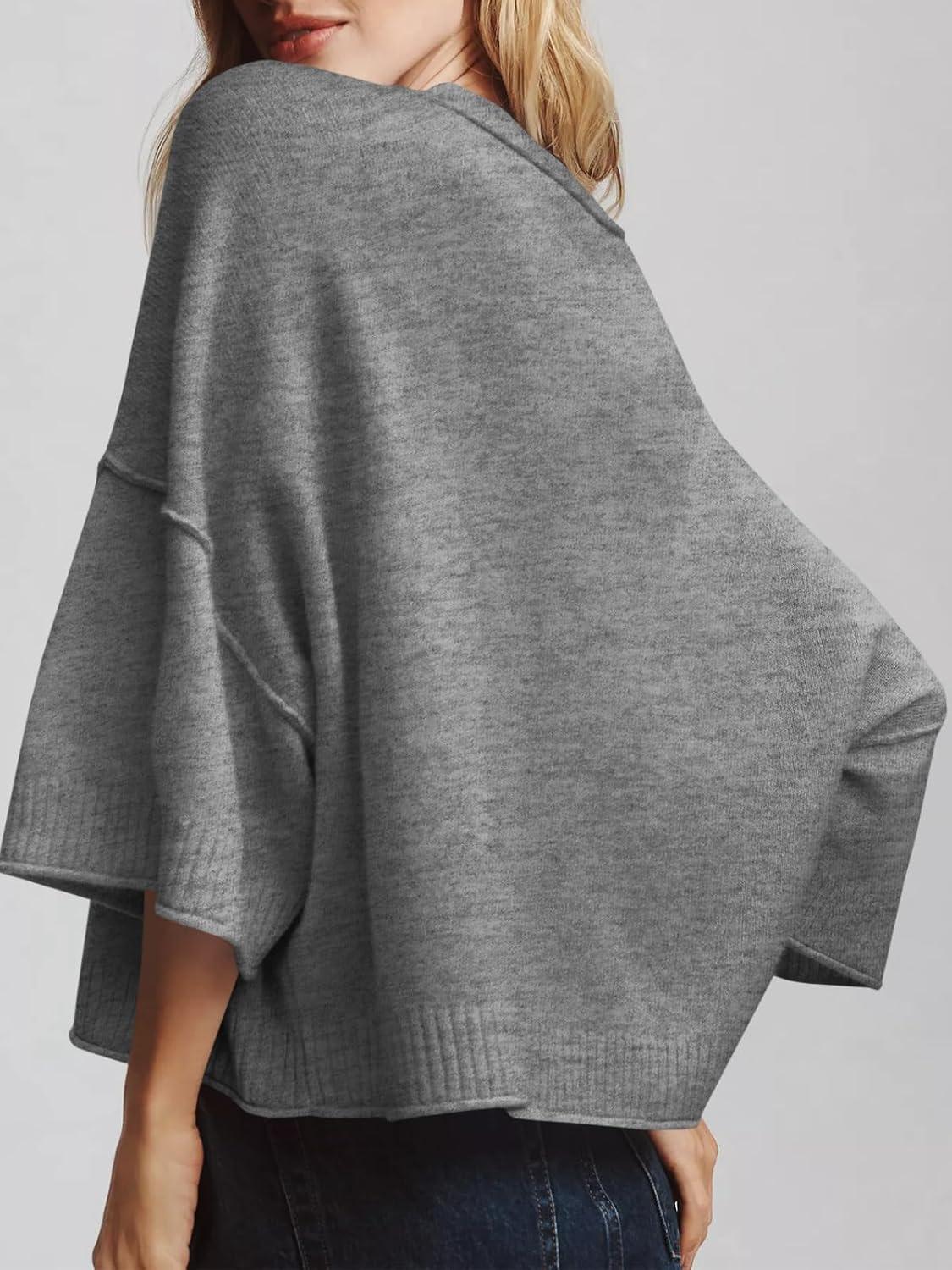 Saodimallsu Womens Short Sleeve Sweater Oversized Cropped Sweaters Knit Top