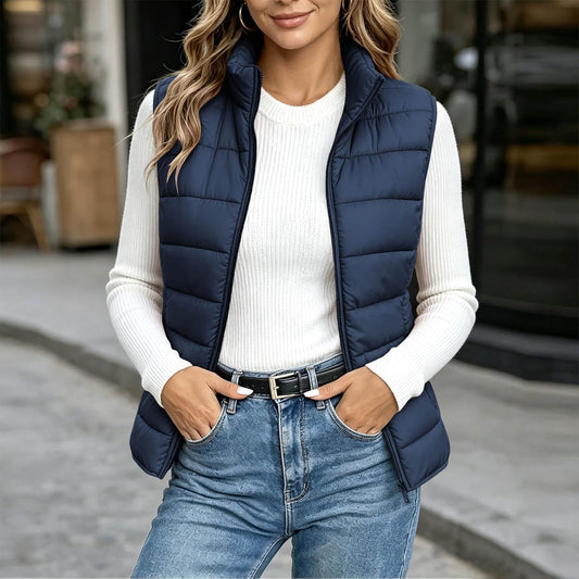 Women's Puffer Vest Lightweight Quilted Sleeveless Jacket Zip Up