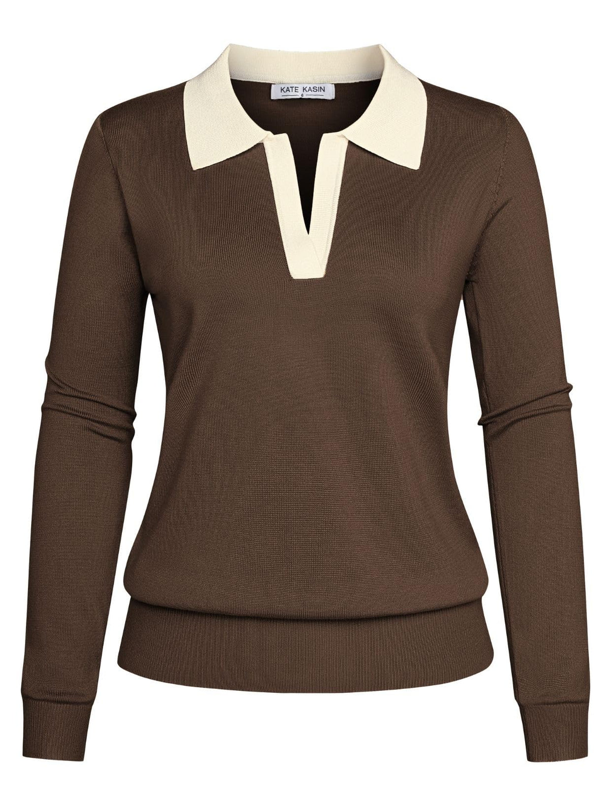 Women's Long Sleeve Classic V Neck Casual Fall Winter Polo Sweater Tops