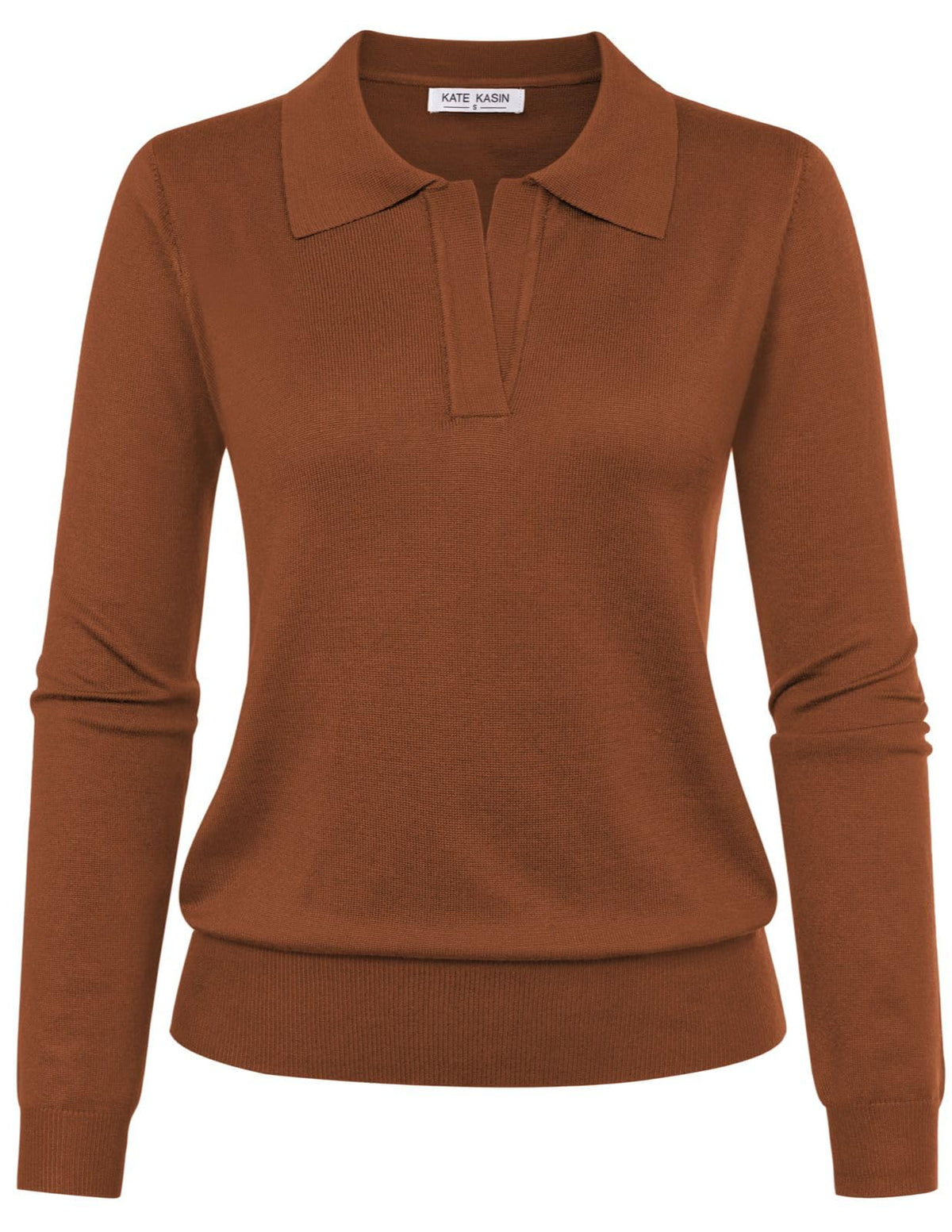Women's Long Sleeve Classic V Neck Casual Fall Winter Polo Sweater Tops