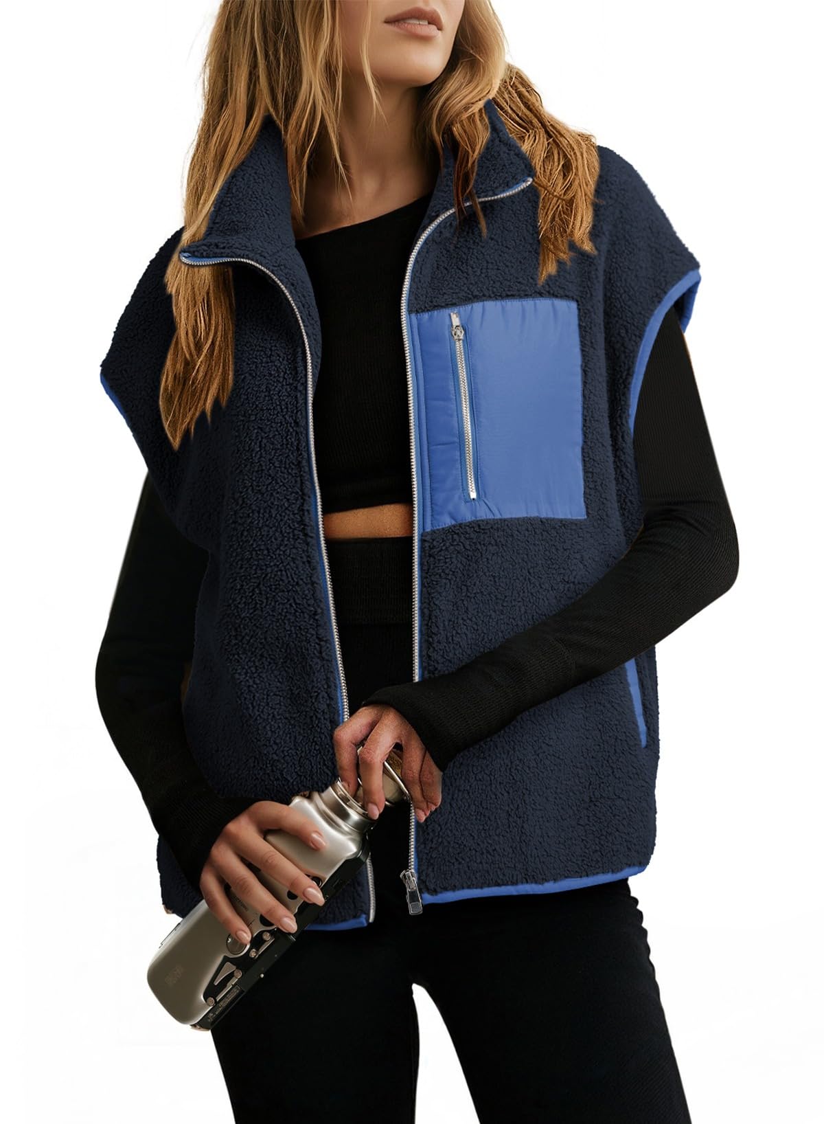 Dokotoo Fleece Womens Vest Zip Up Oversized Casual Jacket 2026
