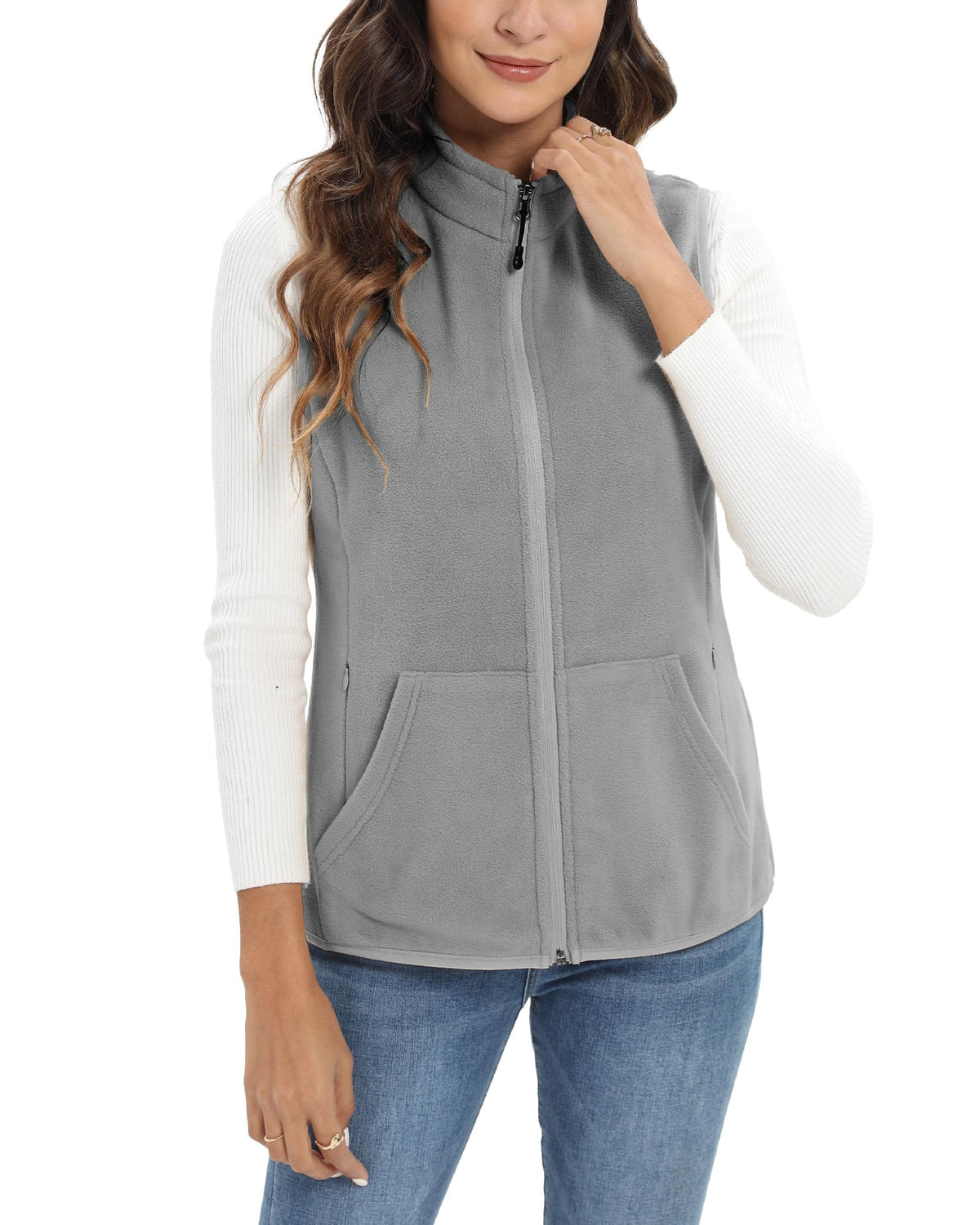 Argstar Women’s Fleece Vest with 6 Pockets, Lightweight Sleeveless Gilet