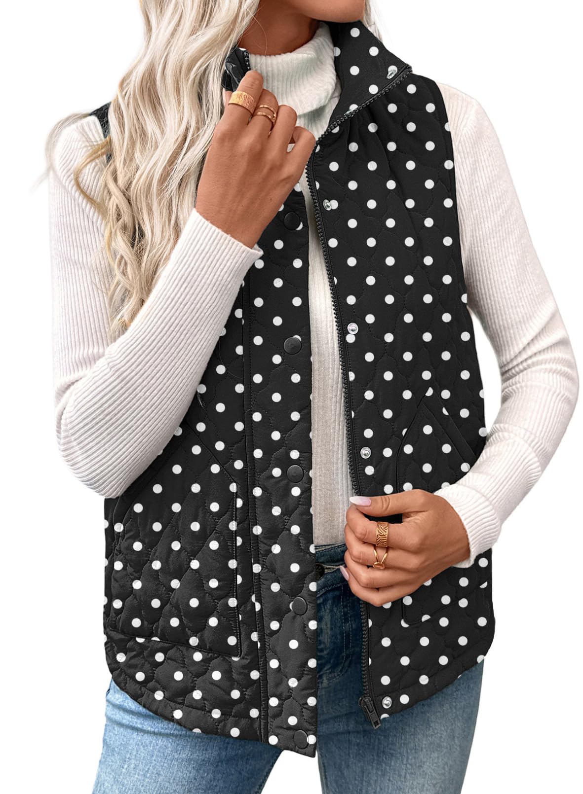EVALESS Womens Puffer Vest Trendy Lightweight Quilted Jackets