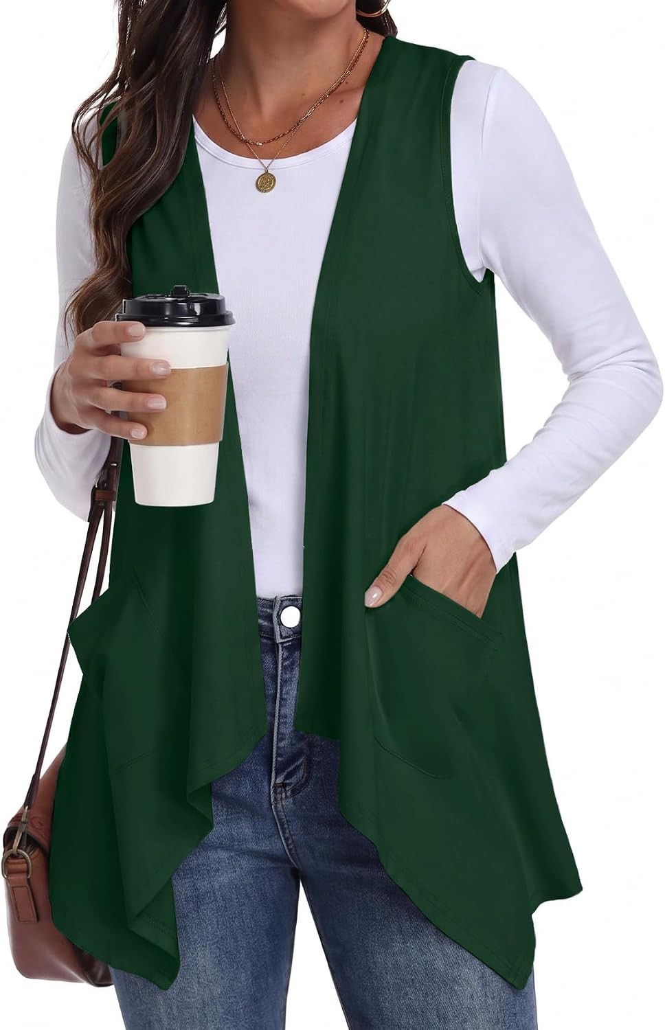 PrinStory Womens Sleeveless Cardigan Vest Lightweight Open Front Cardigan