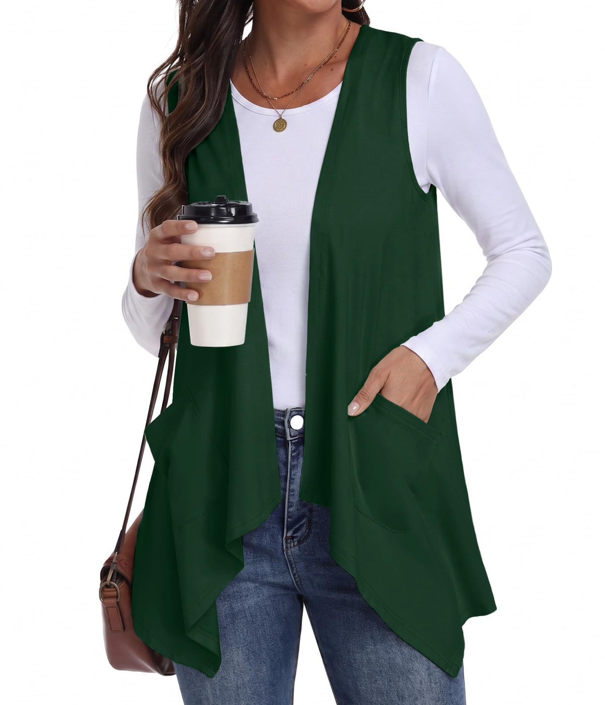 PrinStory Womens Sleeveless Cardigan Vest Lightweight Open Front Cardigan