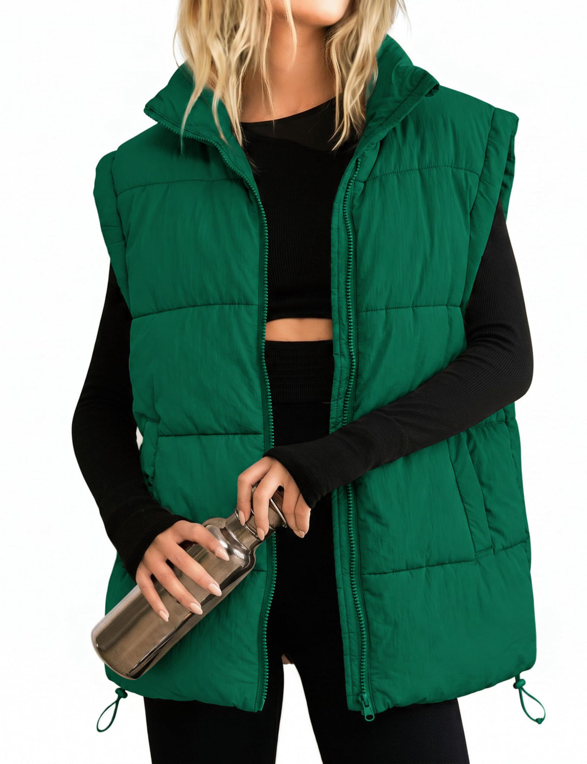 Athlisan Womens Zip Up Puffer Vest Stand Collar Sleeveless Padded Jacket Coat