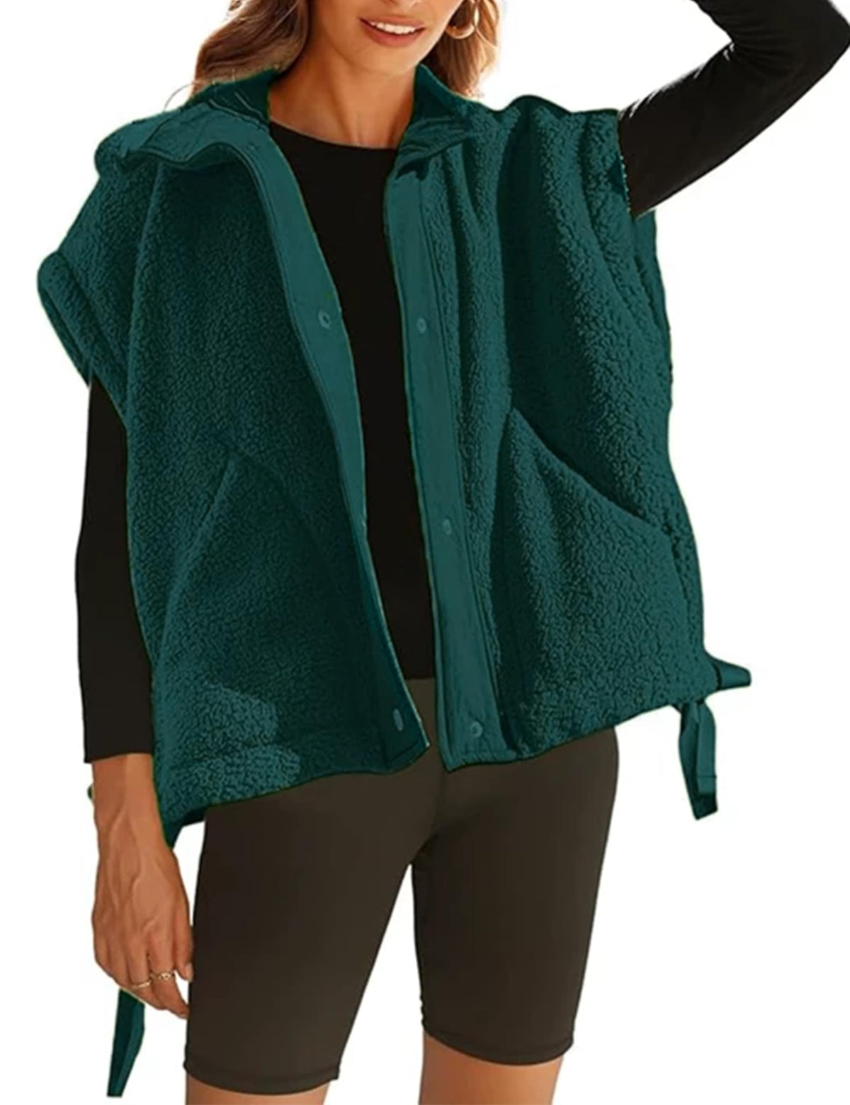 OPCAKM Women's Fuzzy Fleece Vest Sleeveless Sherpa Jacket