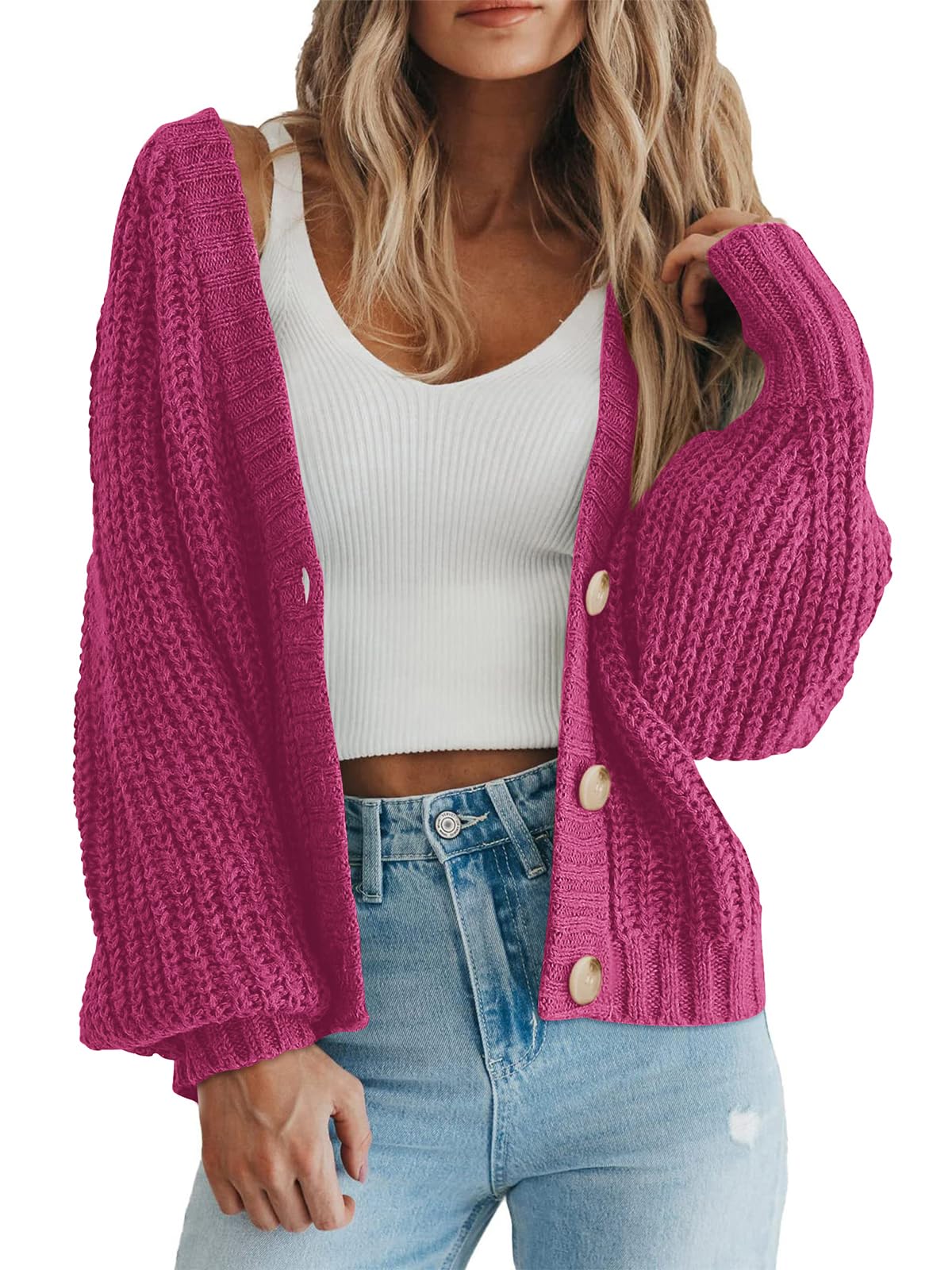 PRETTYGARDEN Women's Chunky Knit Open Front Cardigan Sweaters Fall Outfits