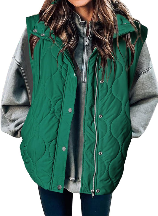 EVALESS Womens Lightweight Cropped Puffer Vest Quilted Sleeveless Jackets