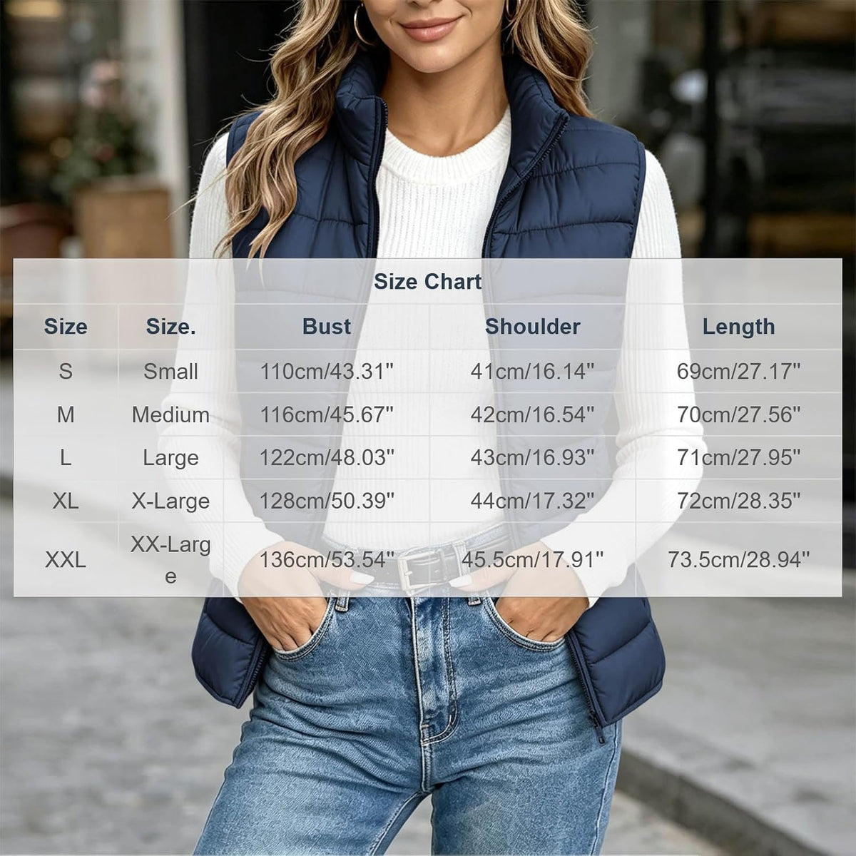 Women's Puffer Vest Lightweight Quilted Sleeveless Jacket Zip Up