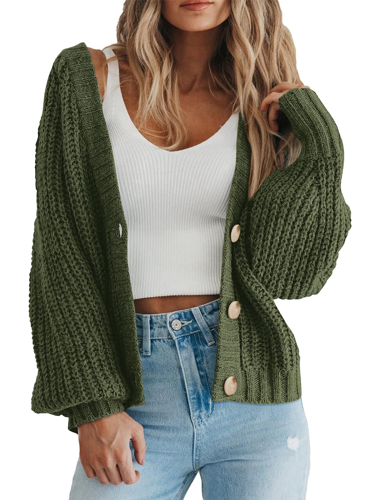 PRETTYGARDEN Women's Chunky Knit Open Front Cardigan Sweaters Fall Outfits