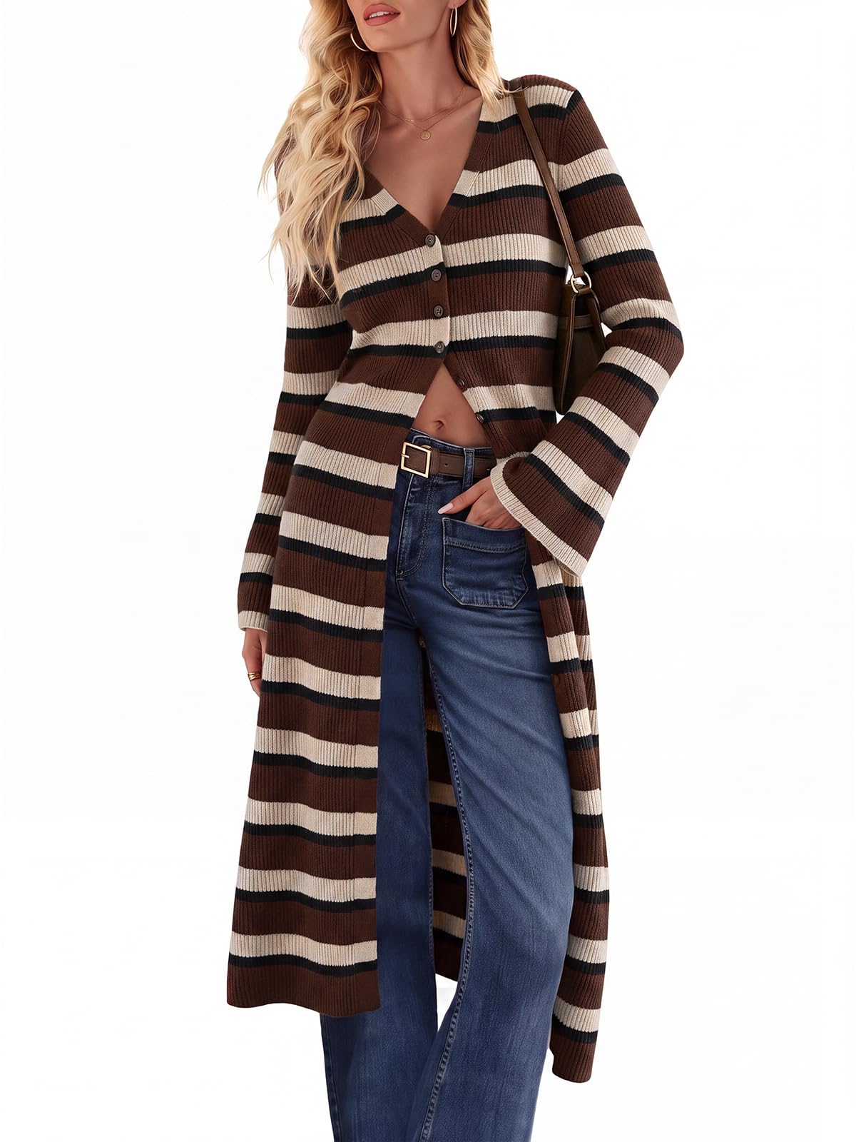 Saodimallsu Womens Long Cardigan Sweaters Button Down Midi Knit Dress