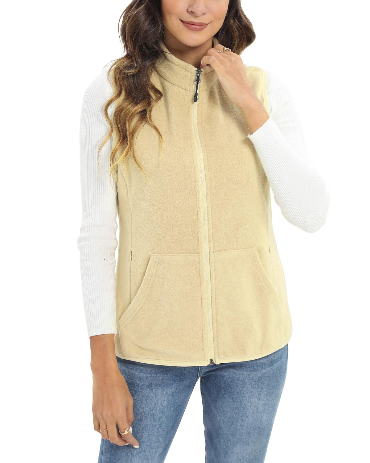 Argstar Women’s Fleece Vest with 6 Pockets, Lightweight Sleeveless Gilet