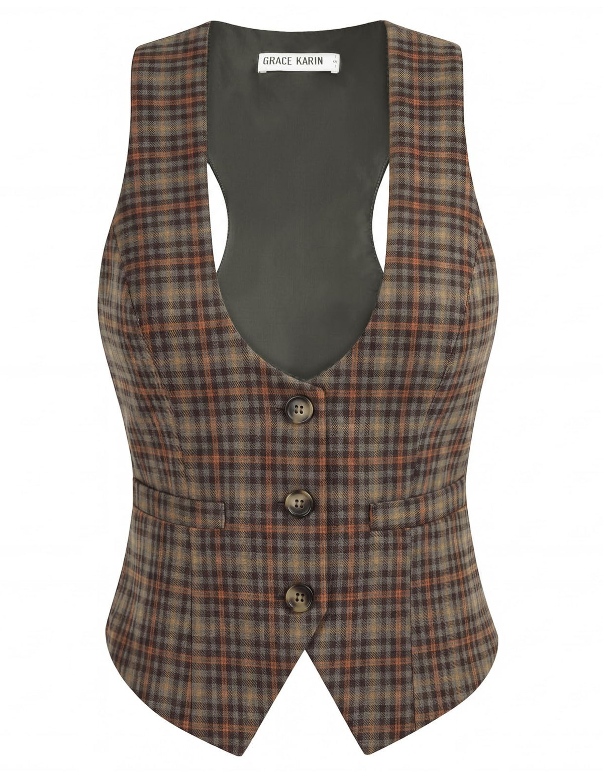 GRACE KARIN Women's Suit Vest Top, Dressy Casual Sleeveless Button Waistcoat, Fromal Steampunk Blazer for Work Office