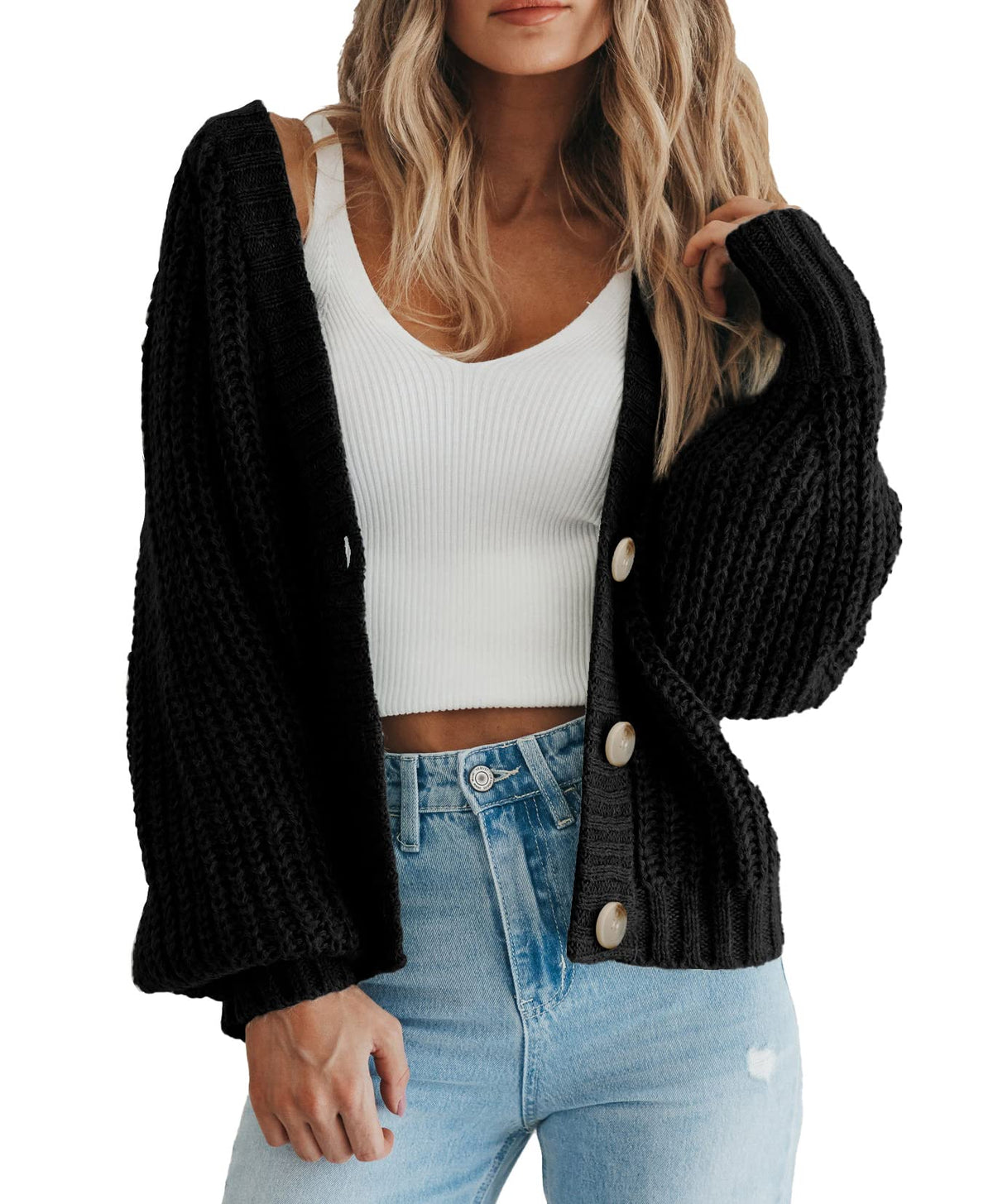 PRETTYGARDEN Women's Chunky Knit Open Front Cardigan Sweaters Fall Outfits