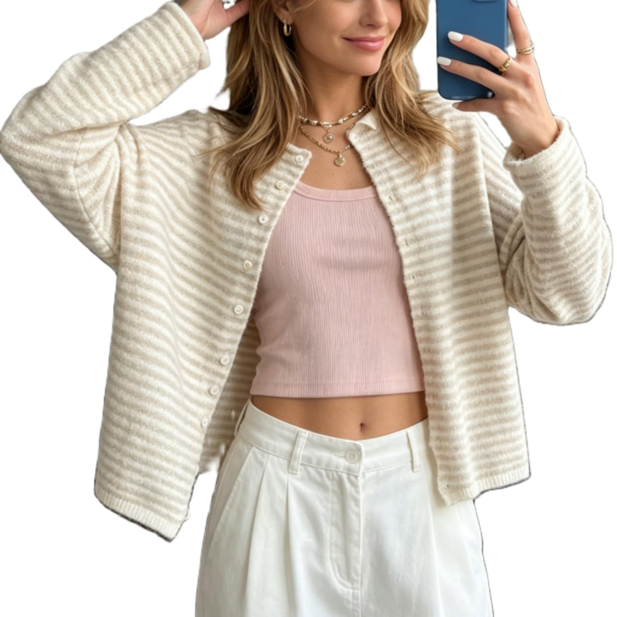 Women Knit Cardigan Sweaters Long Sleeve Button Down Loose Top