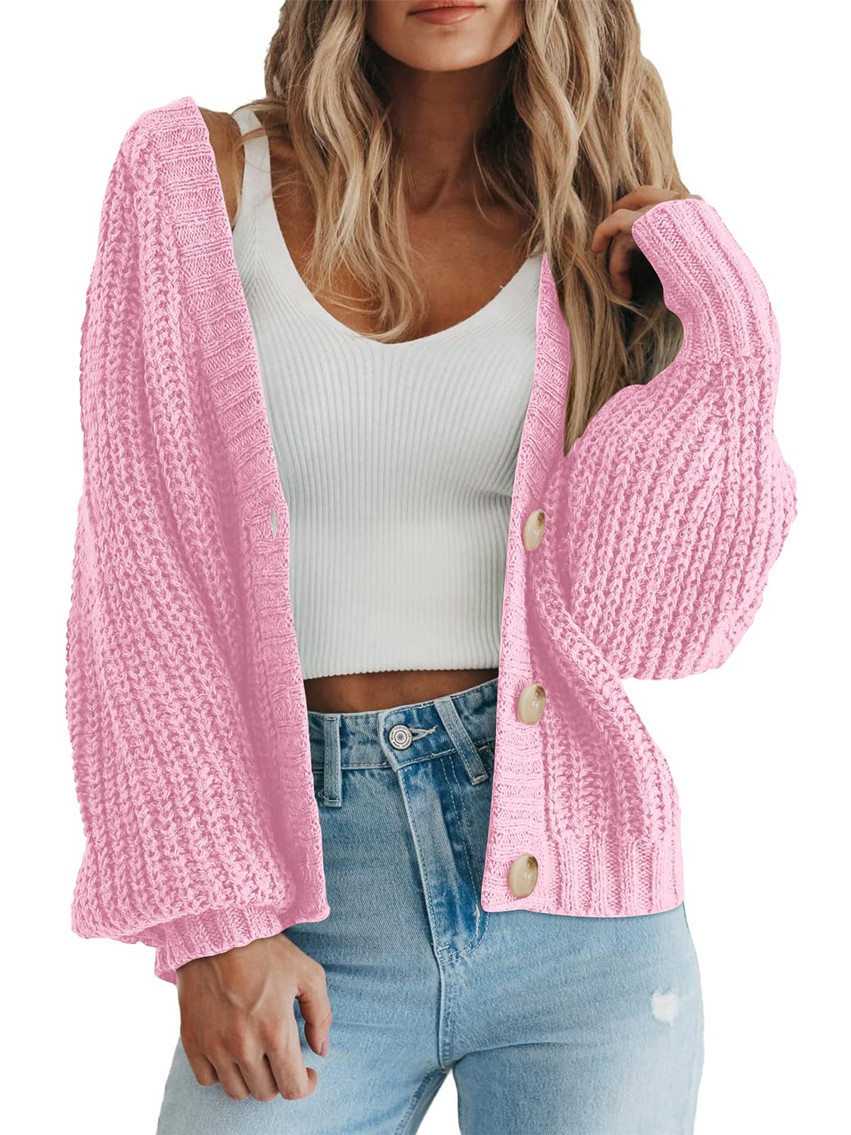 PRETTYGARDEN Women's Chunky Knit Open Front Cardigan Sweaters Fall Outfits