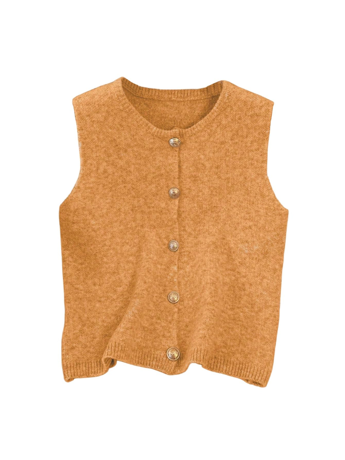 RoseSeek Women's Button Down Sweater Vest Sleeveless Crewneck Knit Knitwear