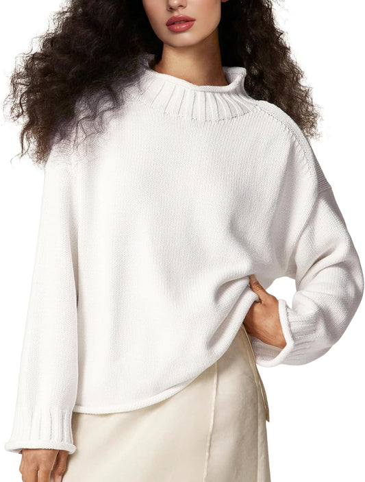 Yimoon Womens Rollneck Sweater Oversized Cotton Sweater 2026