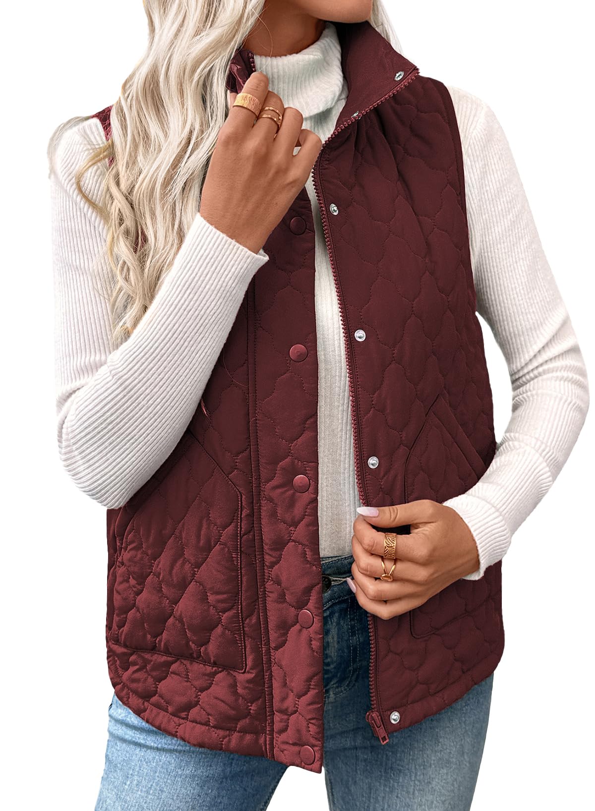 EVALESS Womens Puffer Vest Trendy Lightweight Quilted Jackets