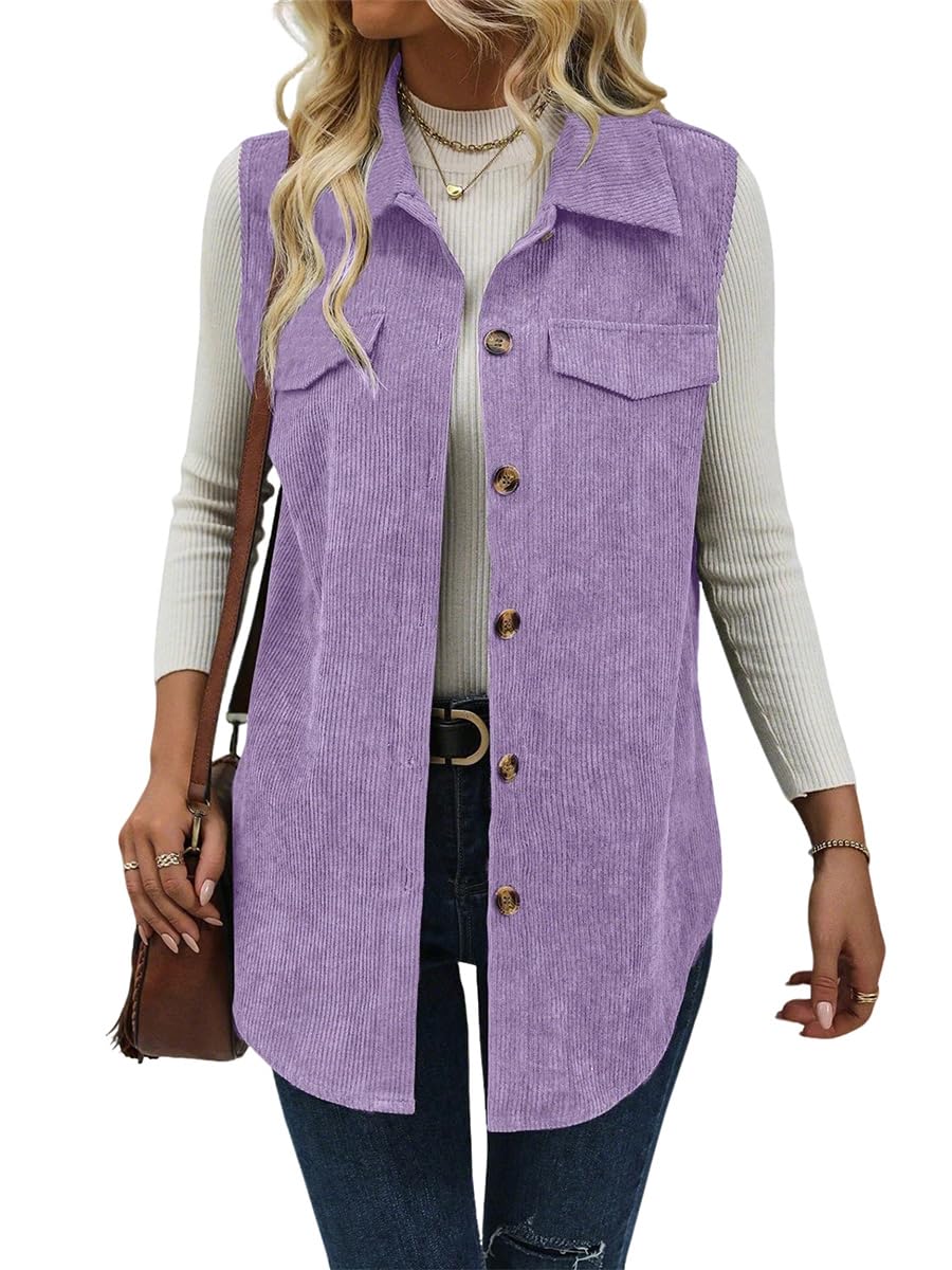 IDEALSANXUN Womens Corduroy Vest Fall Winter Sleeveless Jackets Outerwear