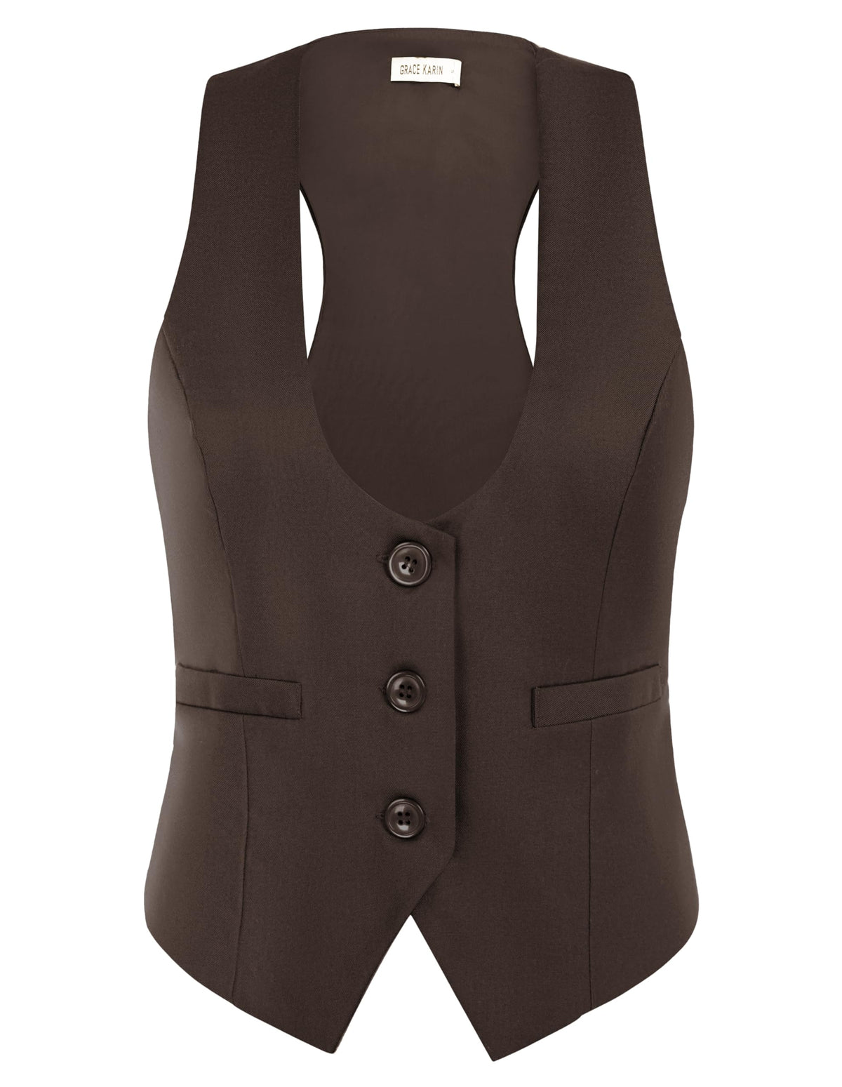 GRACE KARIN Women's Suit Vest Top, Dressy Casual Sleeveless Button Waistcoat, Fromal Steampunk Blazer for Work Office