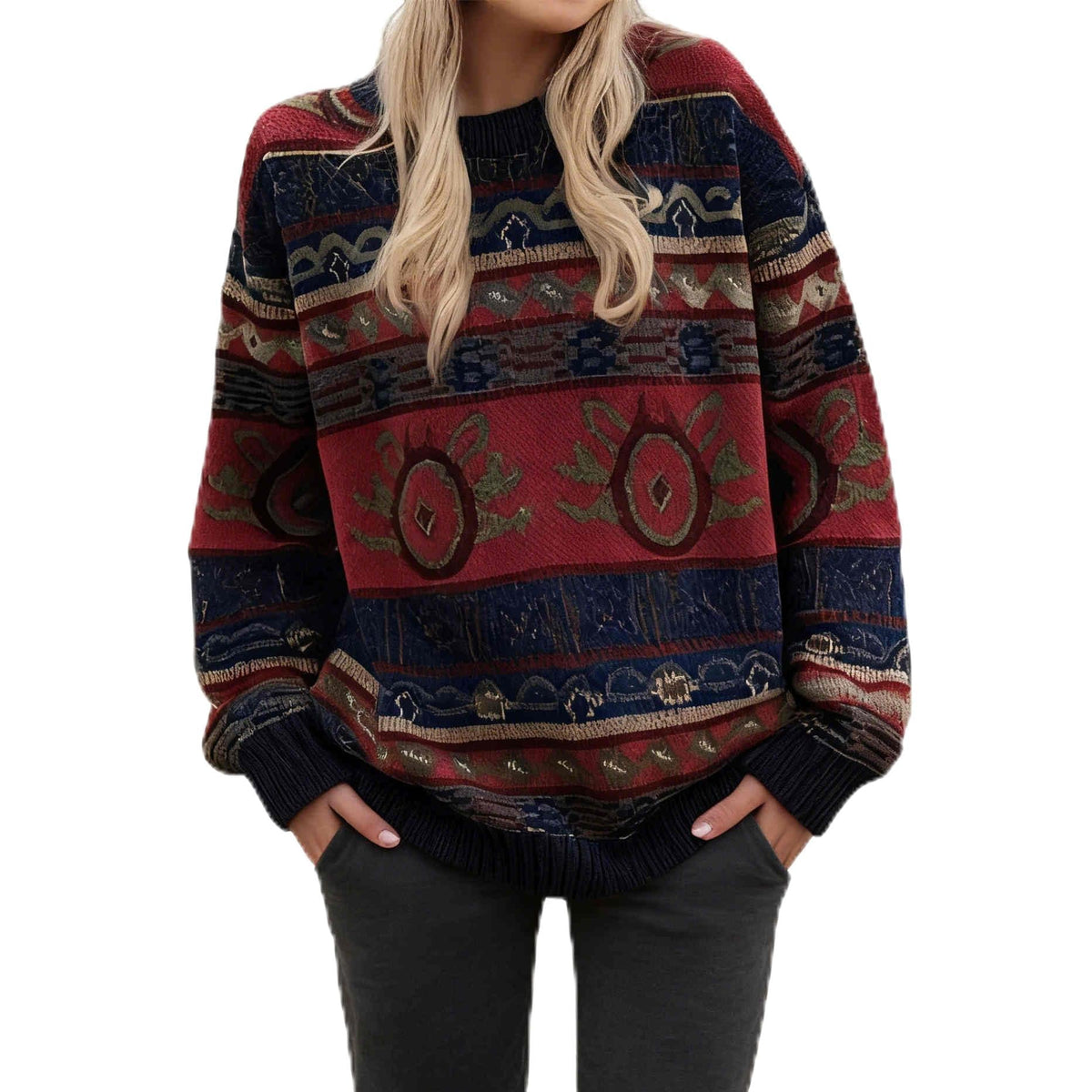 Women Y2K Argyle Striped Pullover Sweater Casual Long Sleeve Round Neck Vintage Preppy Style Pullover Knitwear