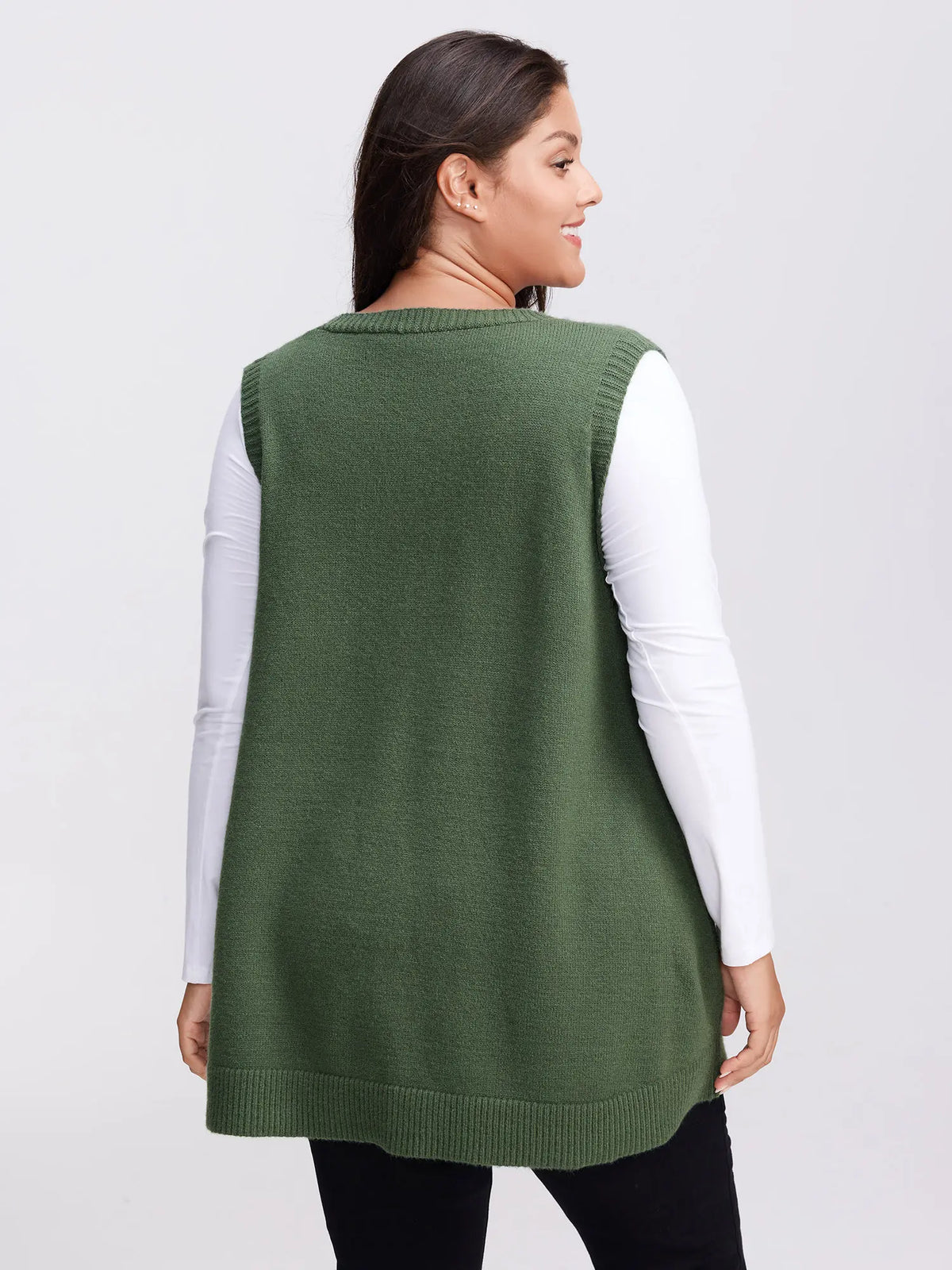 BloomChic A-Line Pockets V-Neck Pullover 【M-6XL】