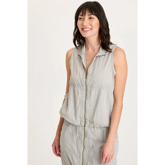 Women's Tallis Textured Zip-Front Vest, Lady's Fitted Fabric Top with Sporty-Casual Style