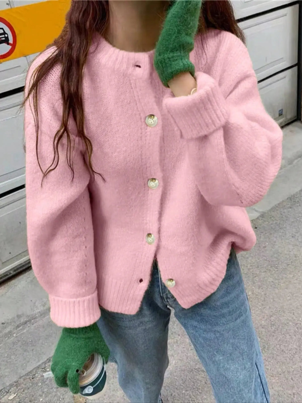 Women's Vintage Casual Commuter Loose Knit Cardigan, Fall & Winter Street Style, Old Money Women's New Year Christmas Design