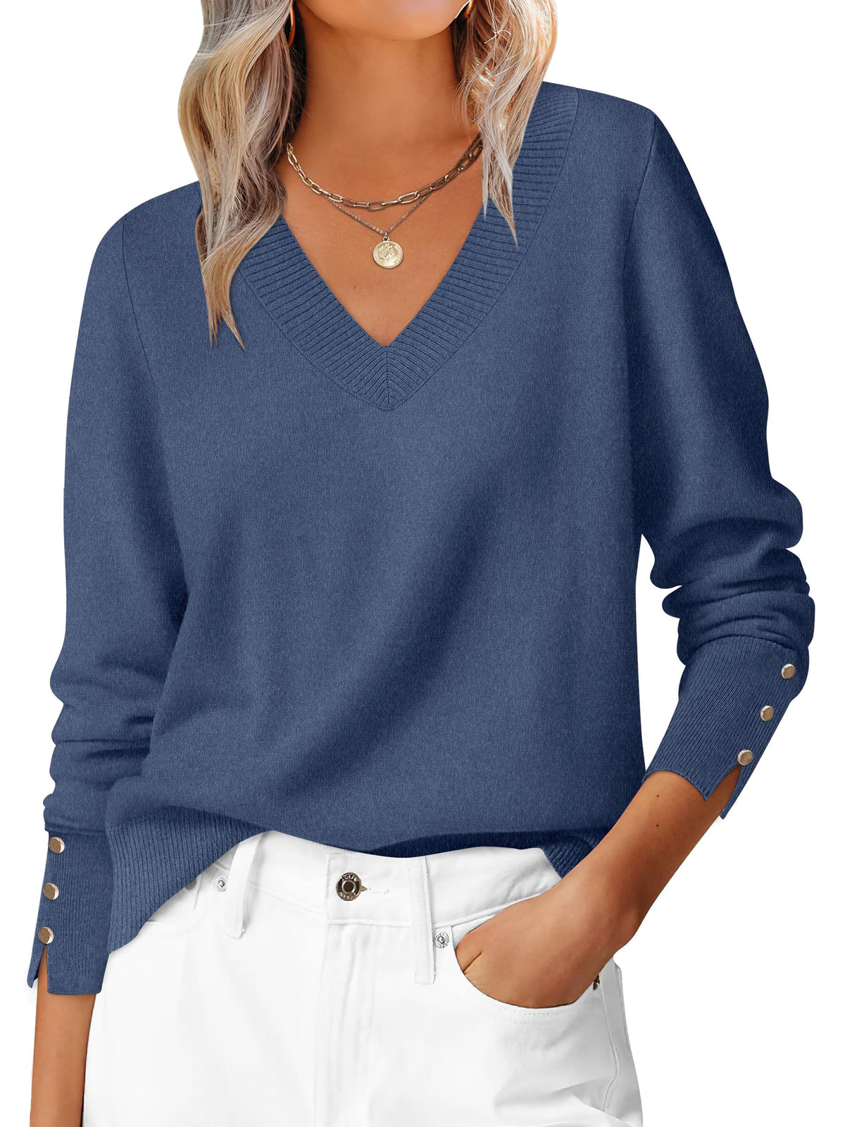 ANRABESS Sweaters for Women Fall Lightweight Knit Pullover