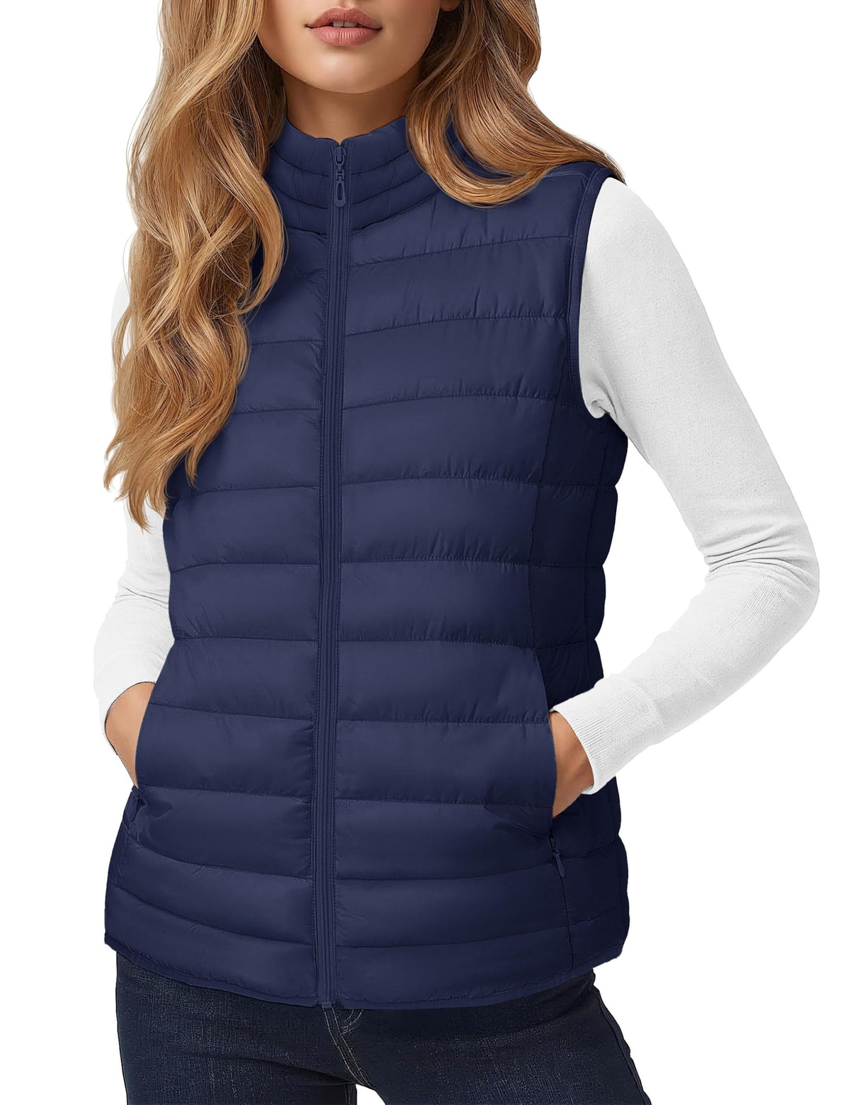 YUCOLEN Women's Quilted Puffer Vest Lightweight Sleeveless Puffy Jacket