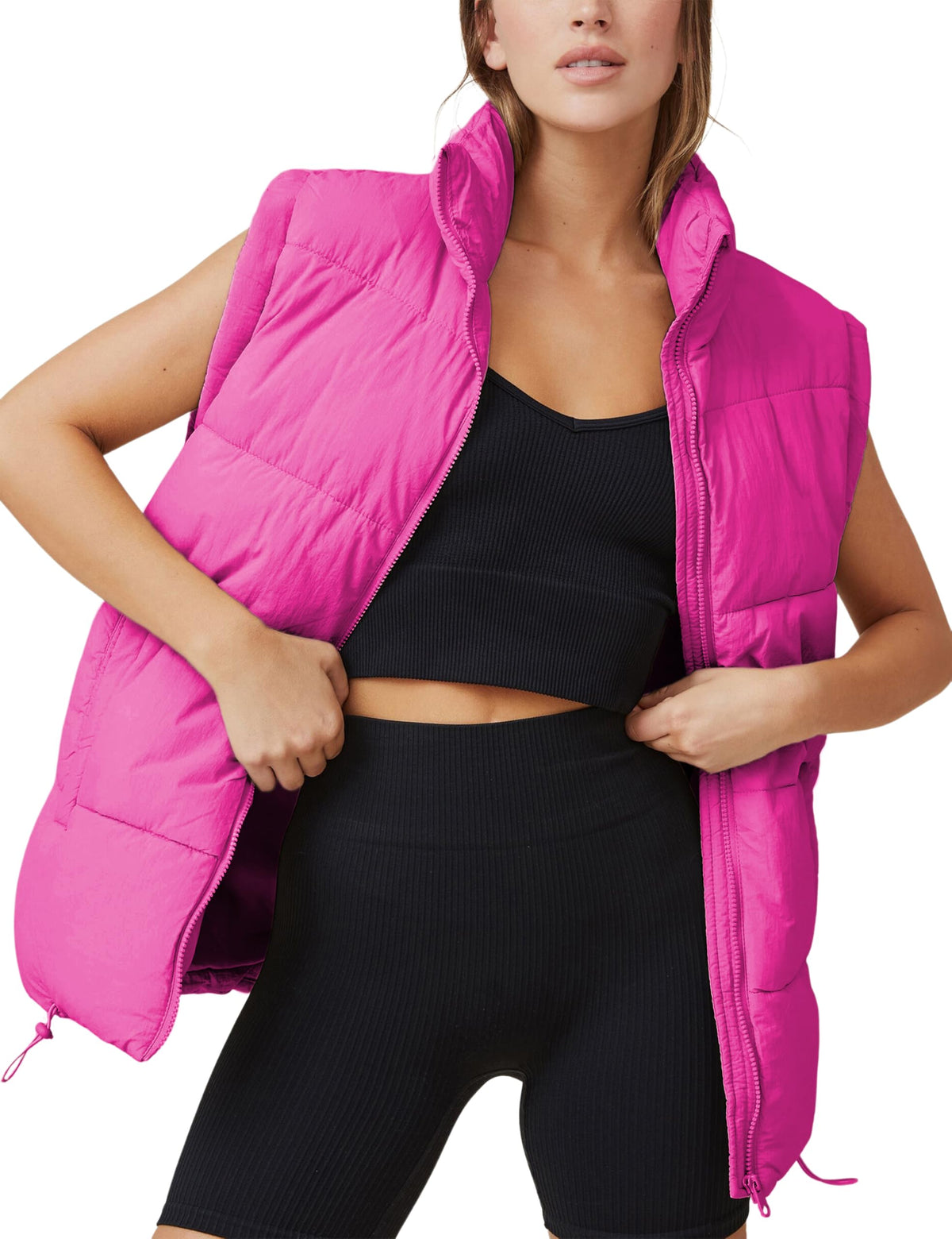 Athlisan Womens Zip Up Puffer Vest Stand Collar Sleeveless Padded Jacket Coat