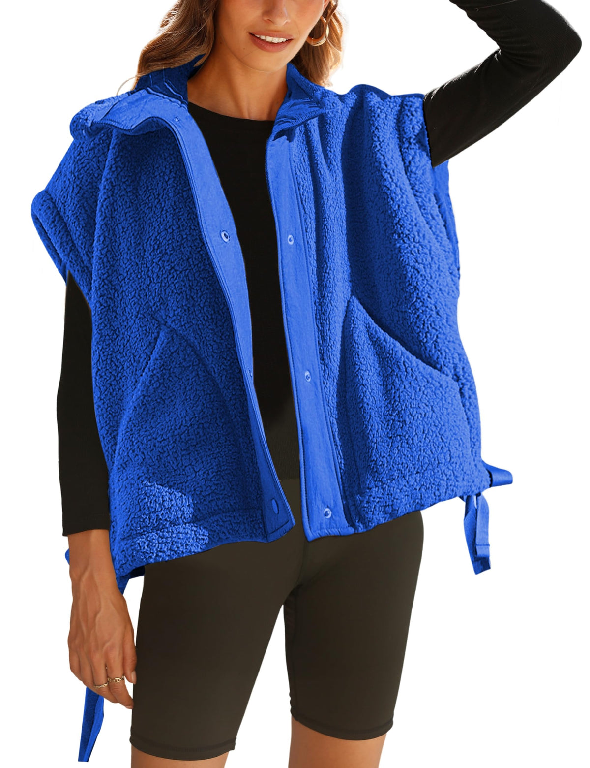 OPCAKM Women's Fuzzy Fleece Vest Sleeveless Sherpa Jacket