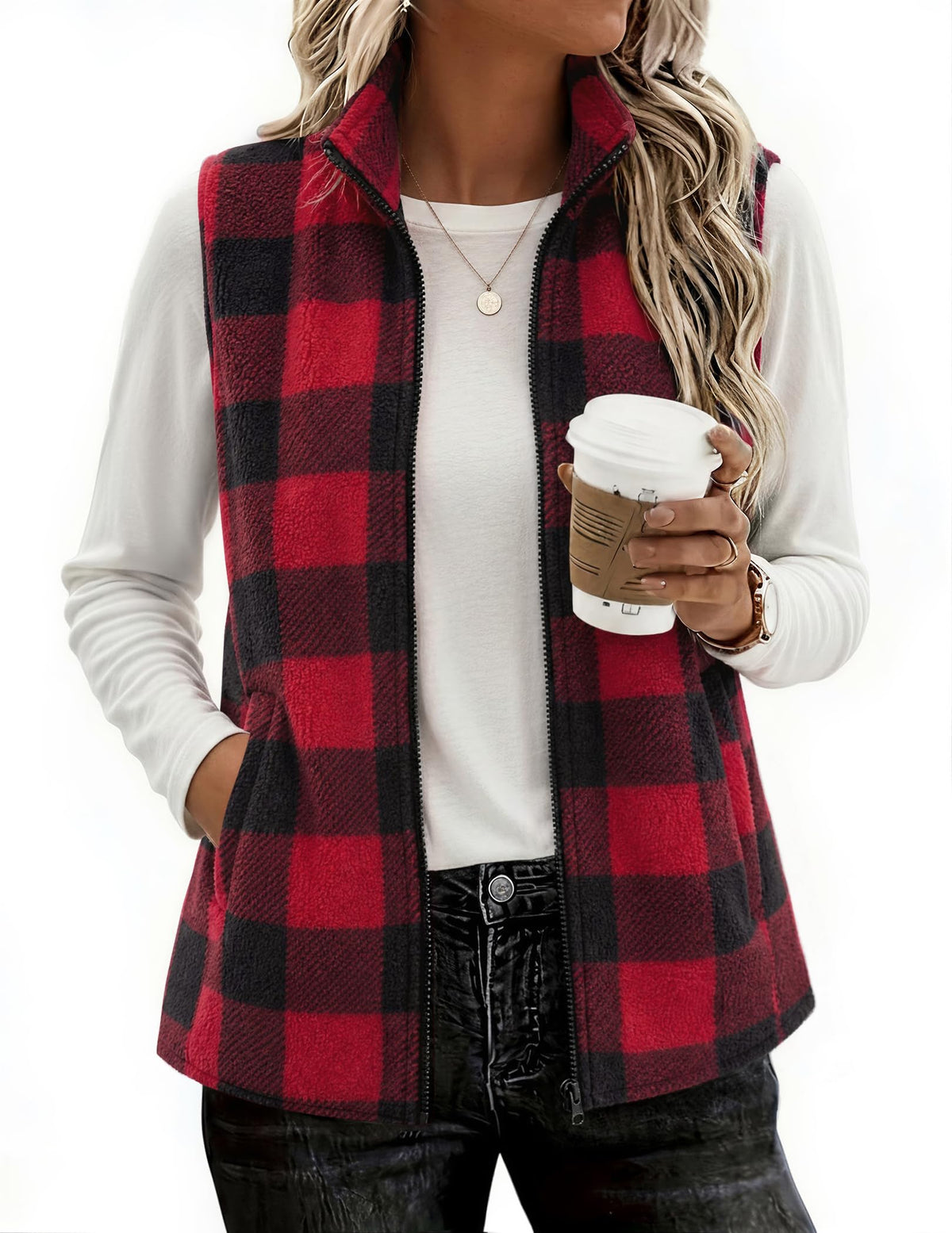 Zeagoo Womens Outerwear Vests With Pockets Zipper Sleeveless Fleece Jackets