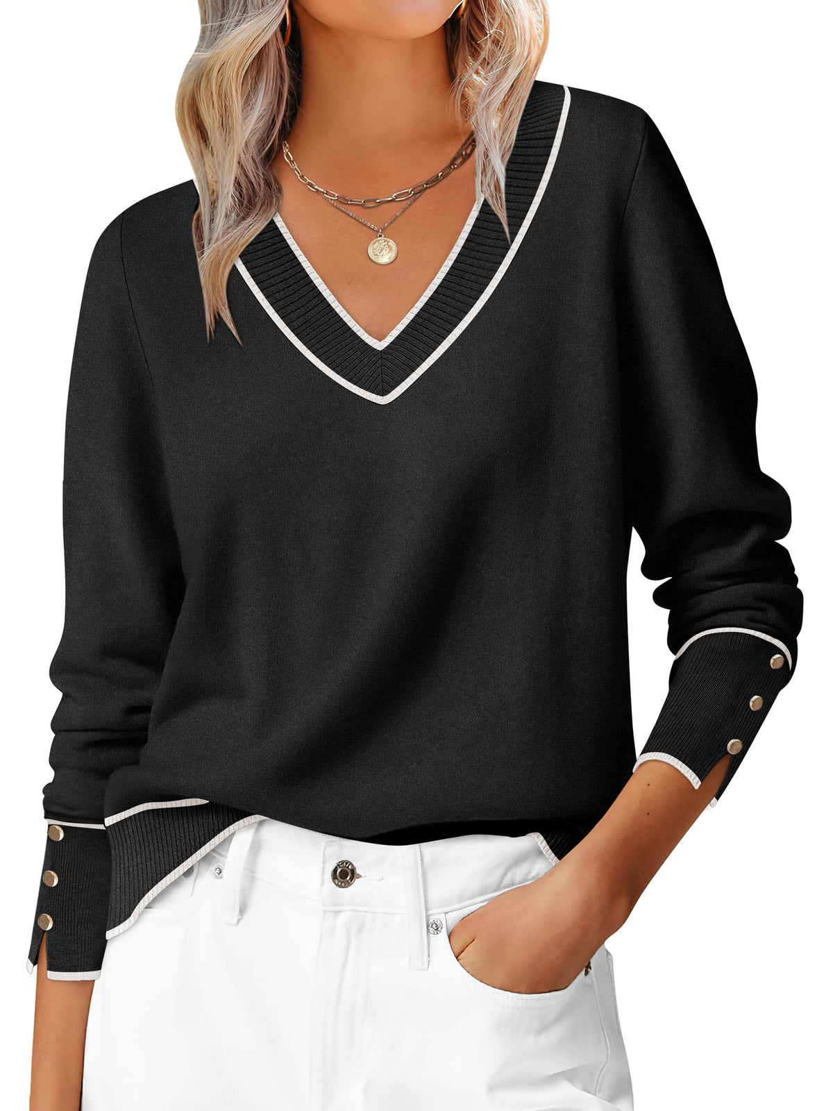 ANRABESS Sweaters for Women Fall Lightweight Knit Pullover