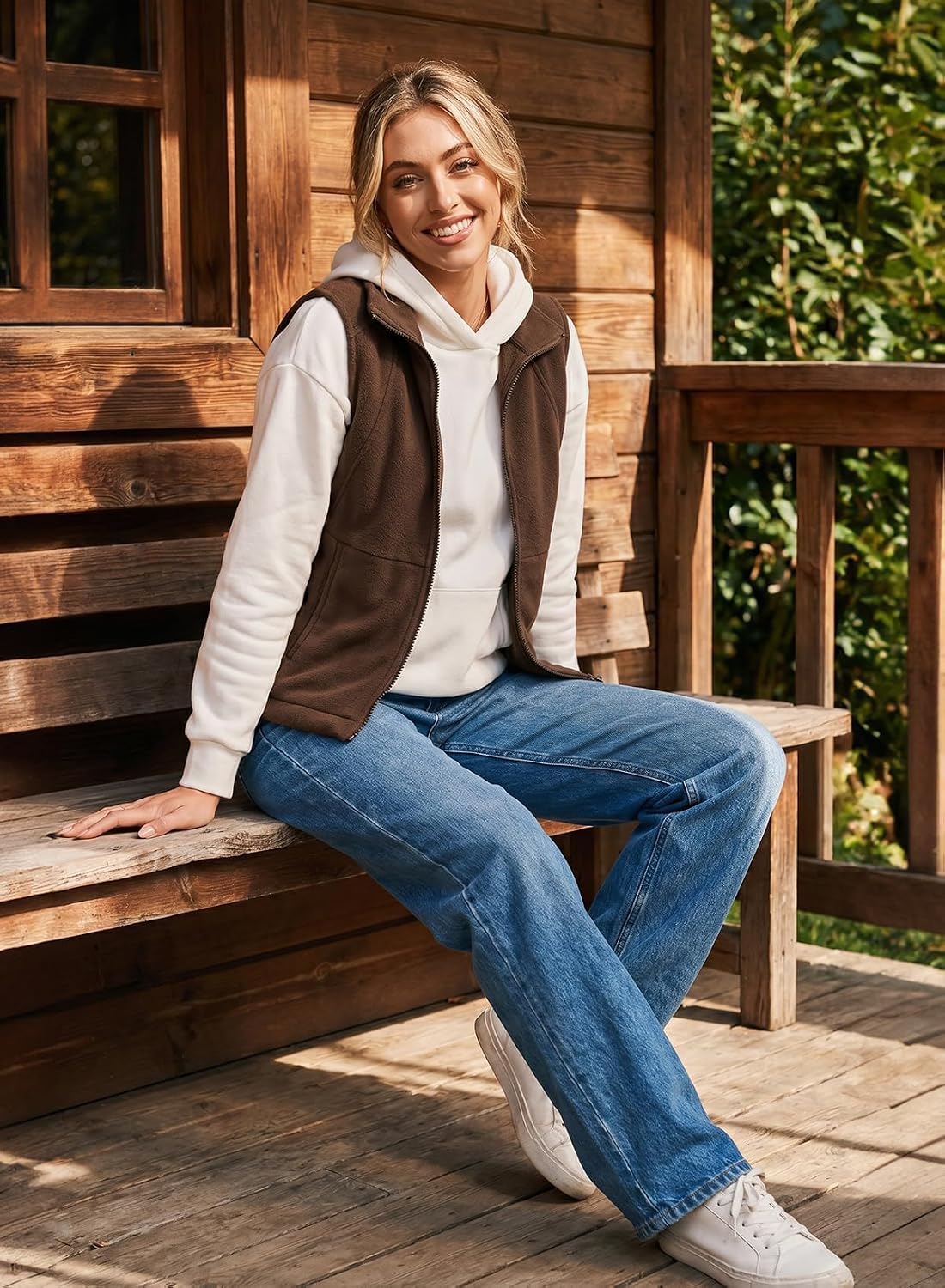 Dokotoo Women's Fleece Vest Outerwear Sleeveless Zip Jackets with Pocket