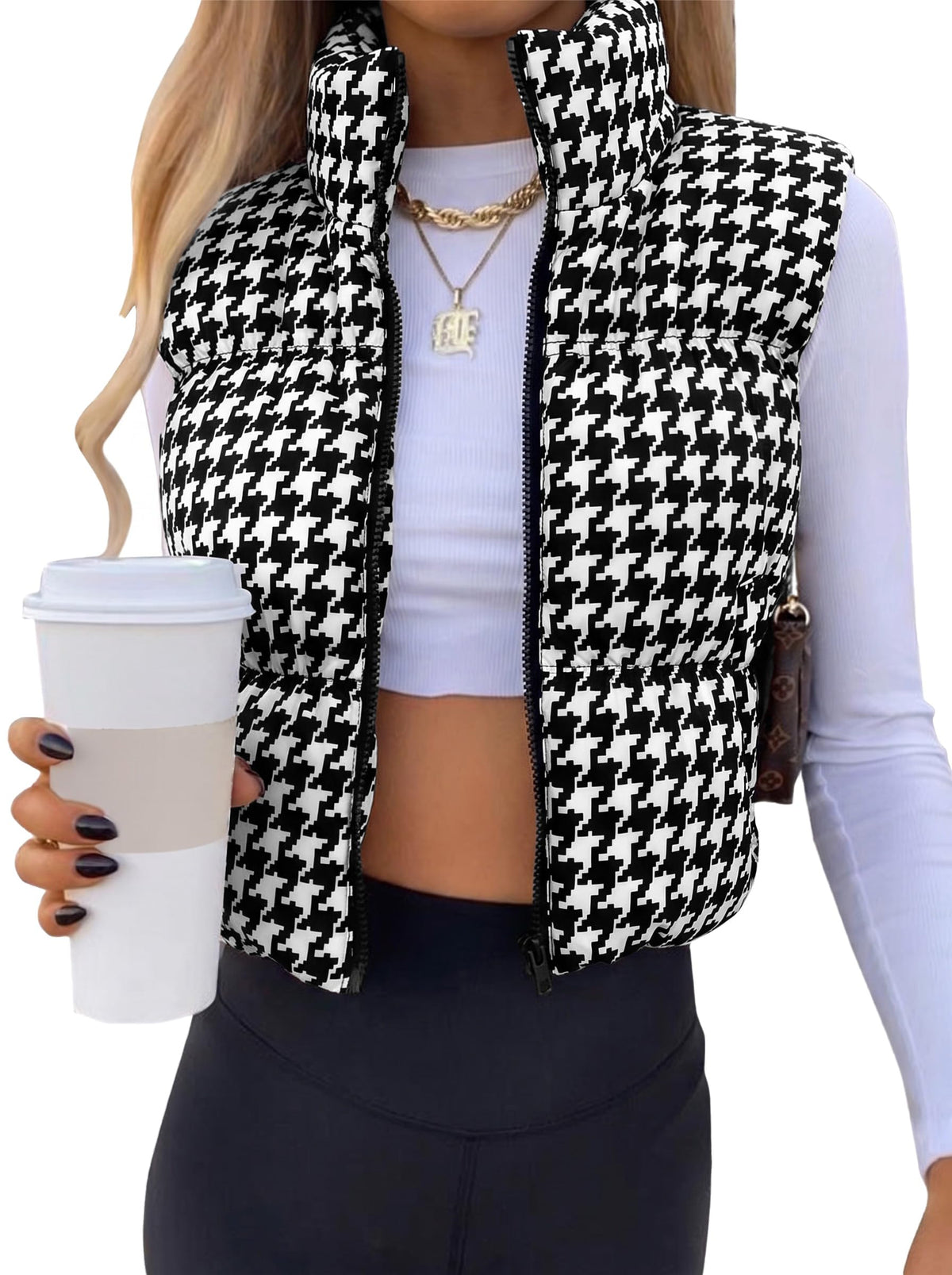 SySea Women's Crop Puffer Vest Zip Up Sleeveless Outerwear Padded Coat