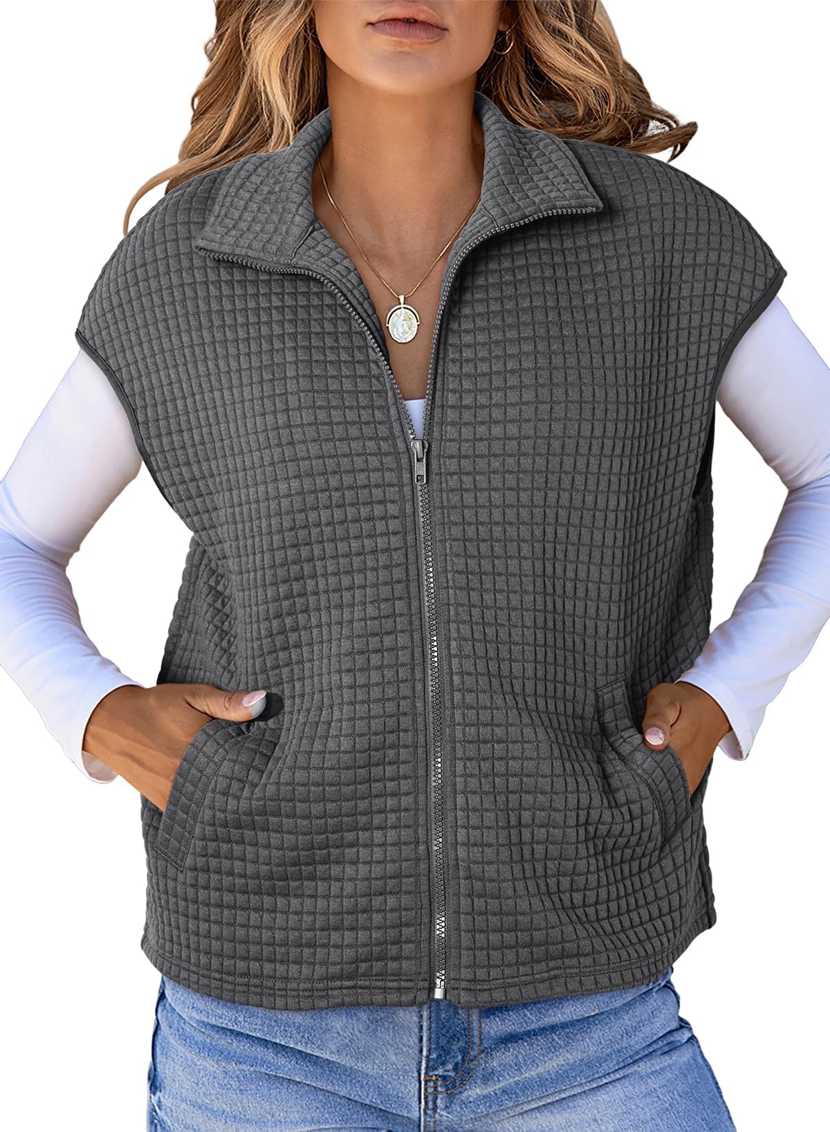 Dokotoo Womens Vest Tops 2026 Fall Cap Sleeve Waffle Knit Vests