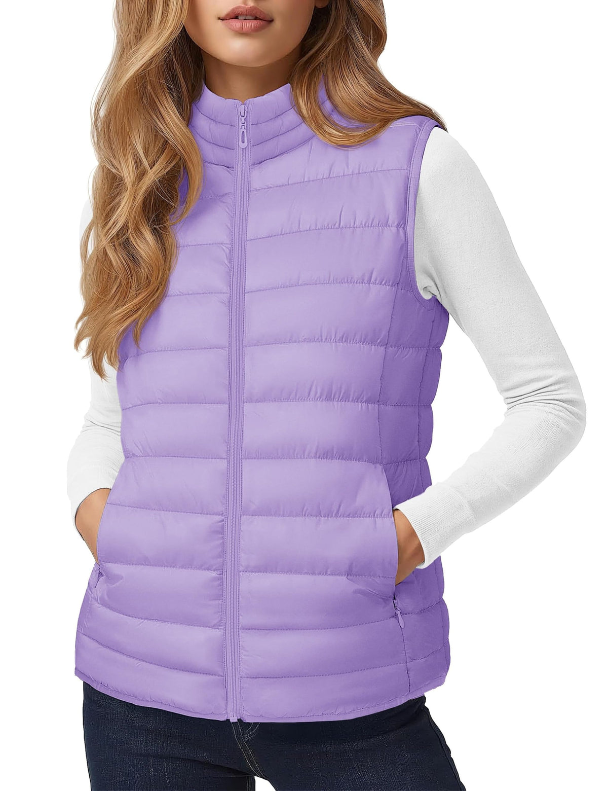 YUCOLEN Women's Quilted Puffer Vest Lightweight Sleeveless Puffy Jacket