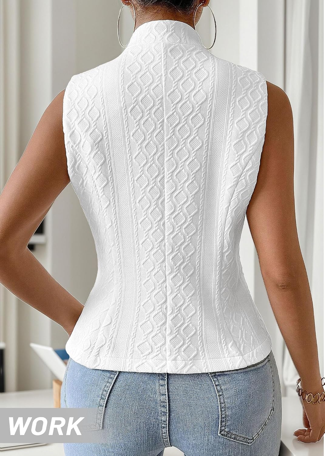 Mina Self Women's Sleeveless Sweater Vest,Knit Stretchy Dressy Casual Top