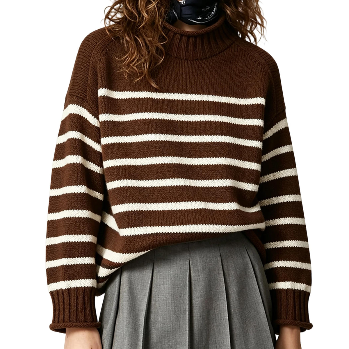 Women's Oversized Roll Neck Sweater Long Sleeve Pullover Fall Casual Tops