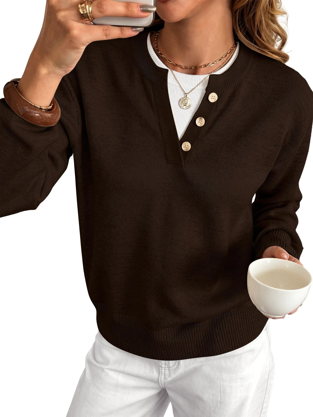 ANRABESS Sweaters for Women 2026 Fall Long Sleeve Lightweight Pullover Tops