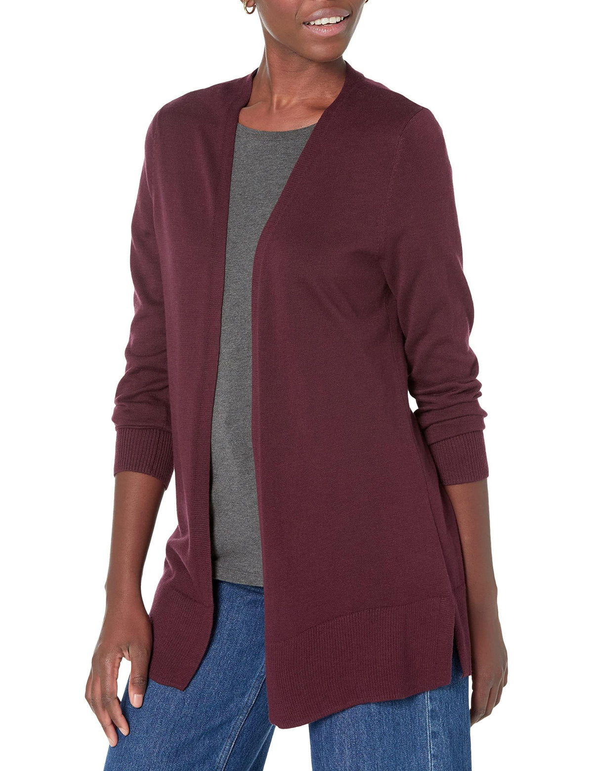 Amazon Essentials Women's Lightweight Long-Sleeve Open-Front Long Cardigan Sweater, Regular Fit