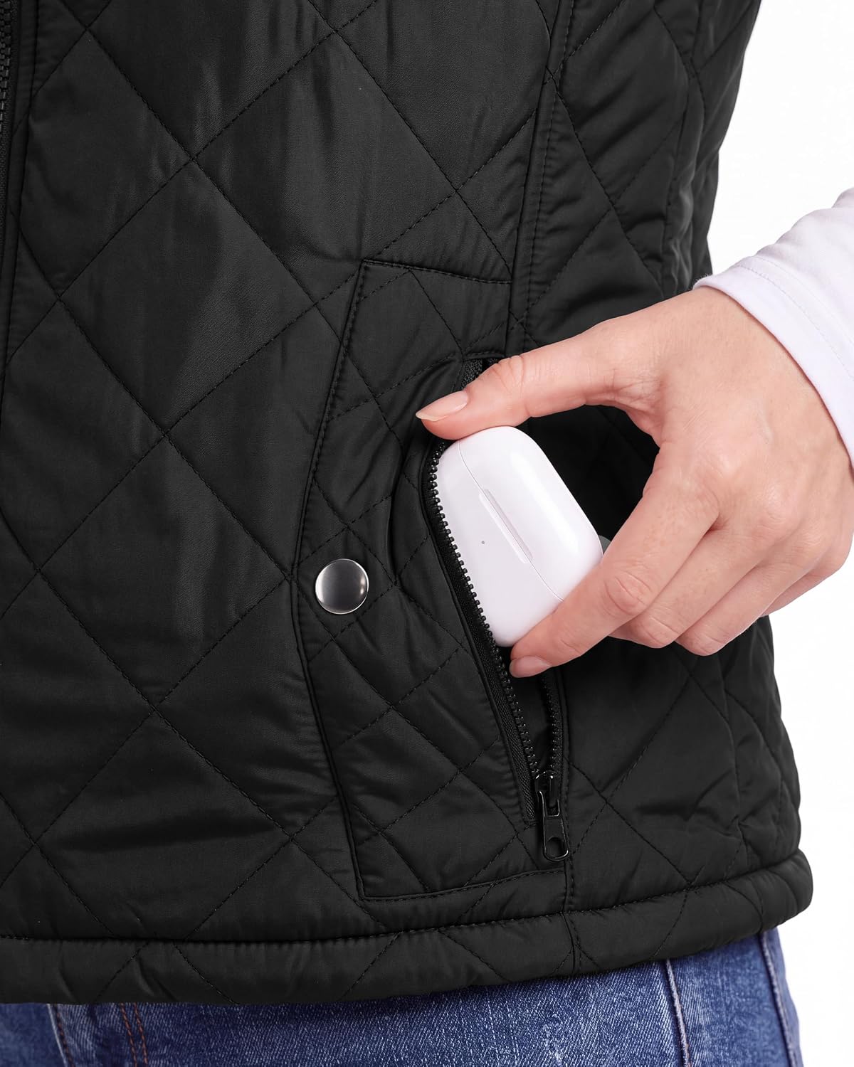 Diamond Quilted Puffer Vest Women Stand Collar Lightweight Vest